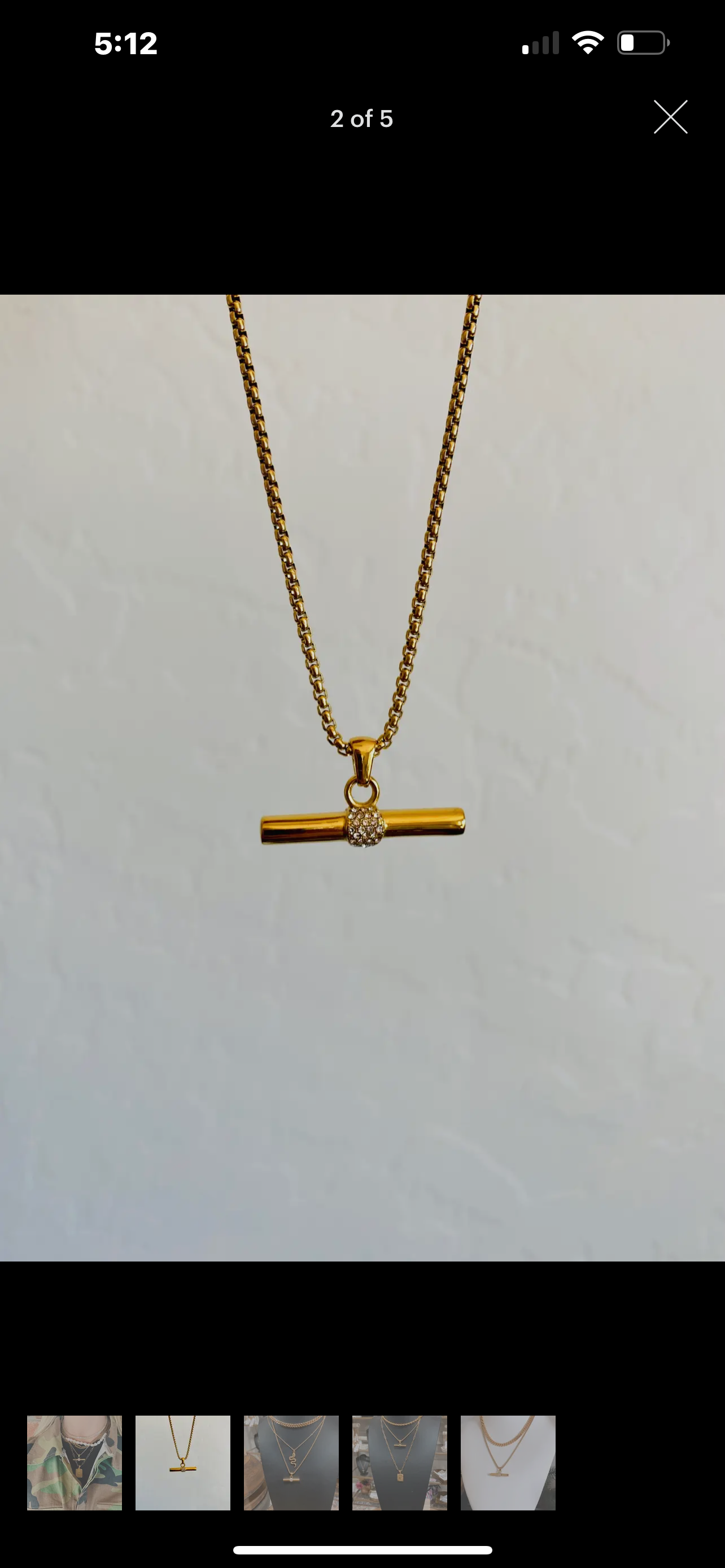 Chelsea Gold and Silver Bar Necklace Black