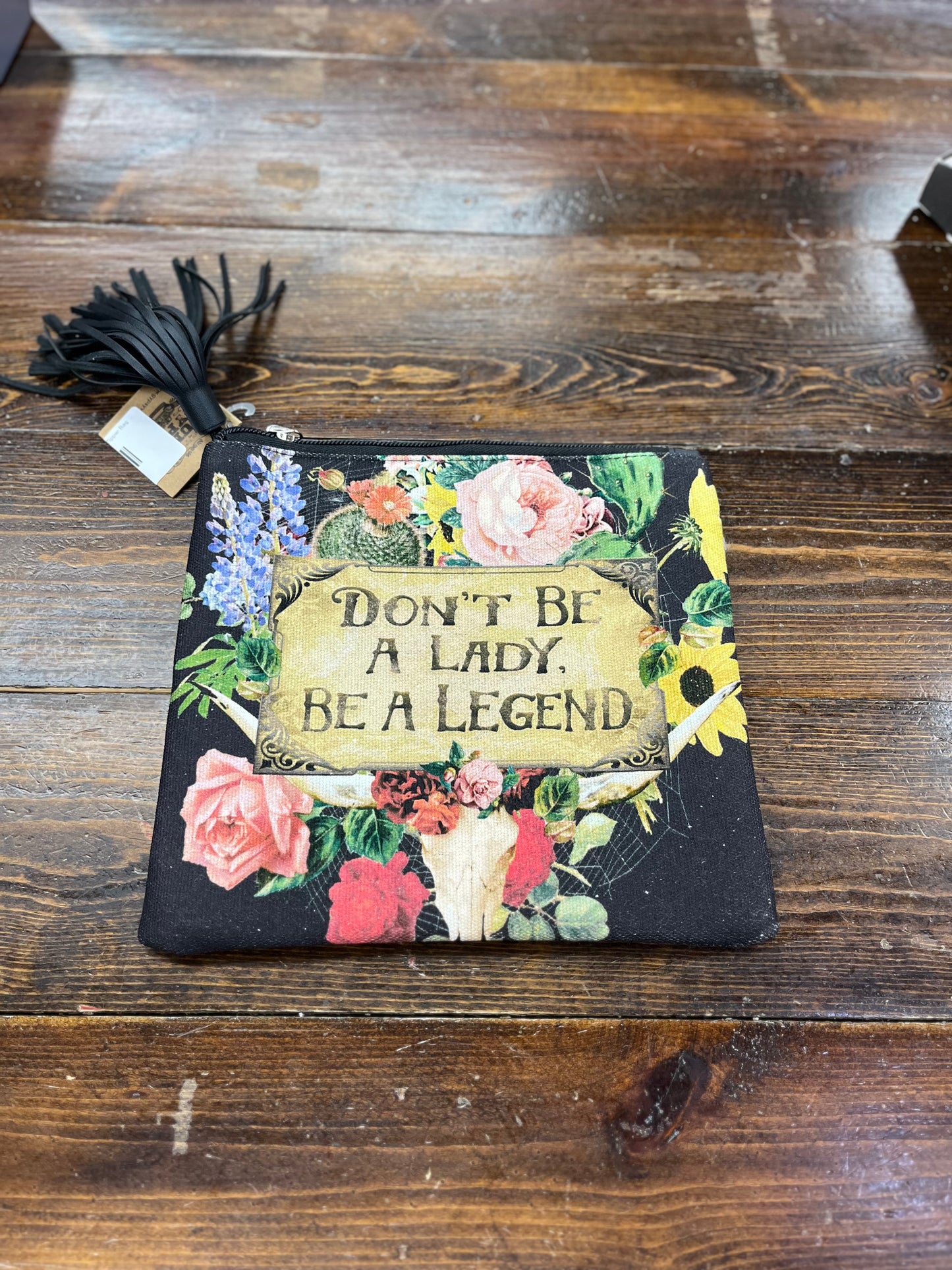 Be A Legend Skull & Flower Zipper Bag