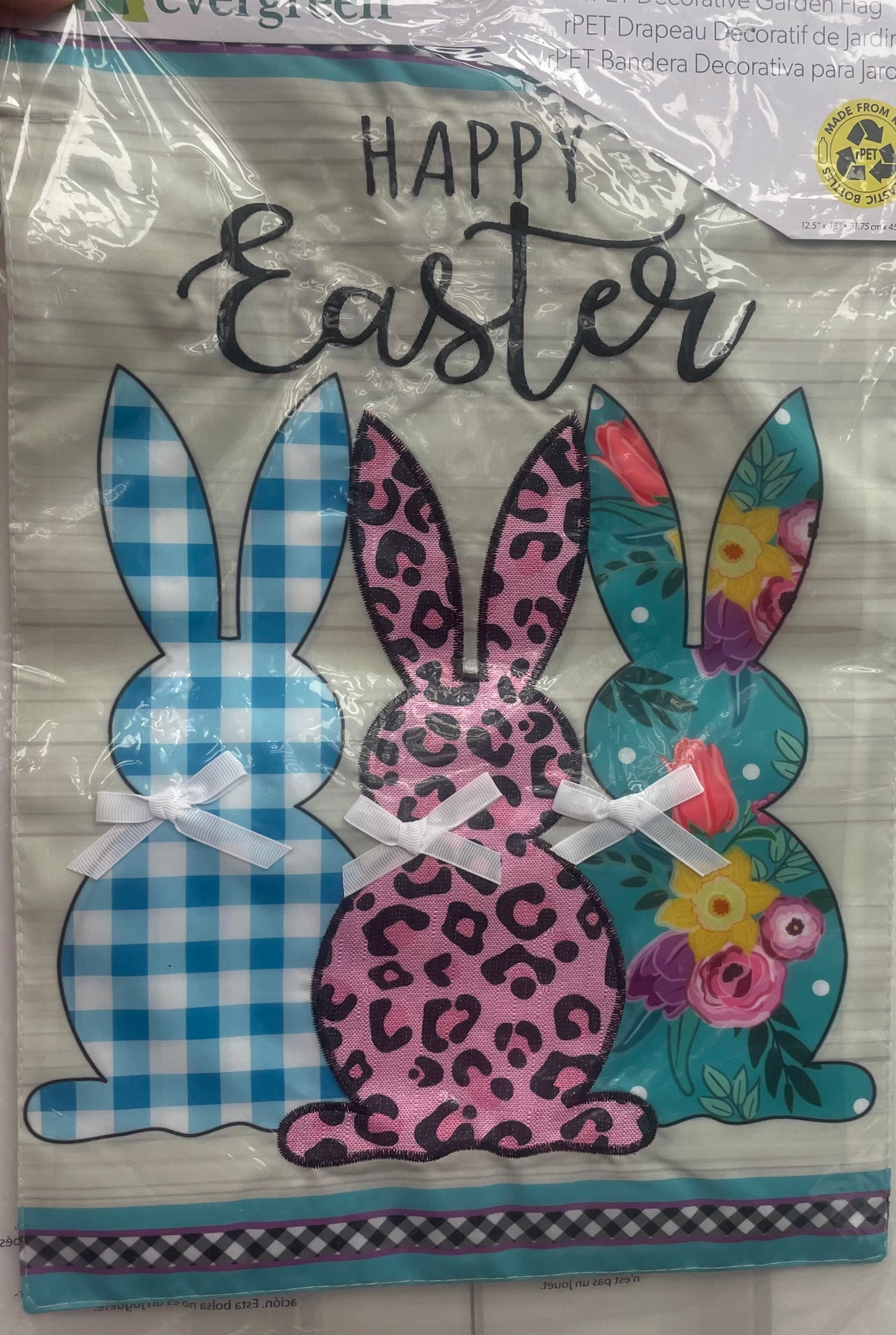 Bright Bunnies Garden Applique Flag