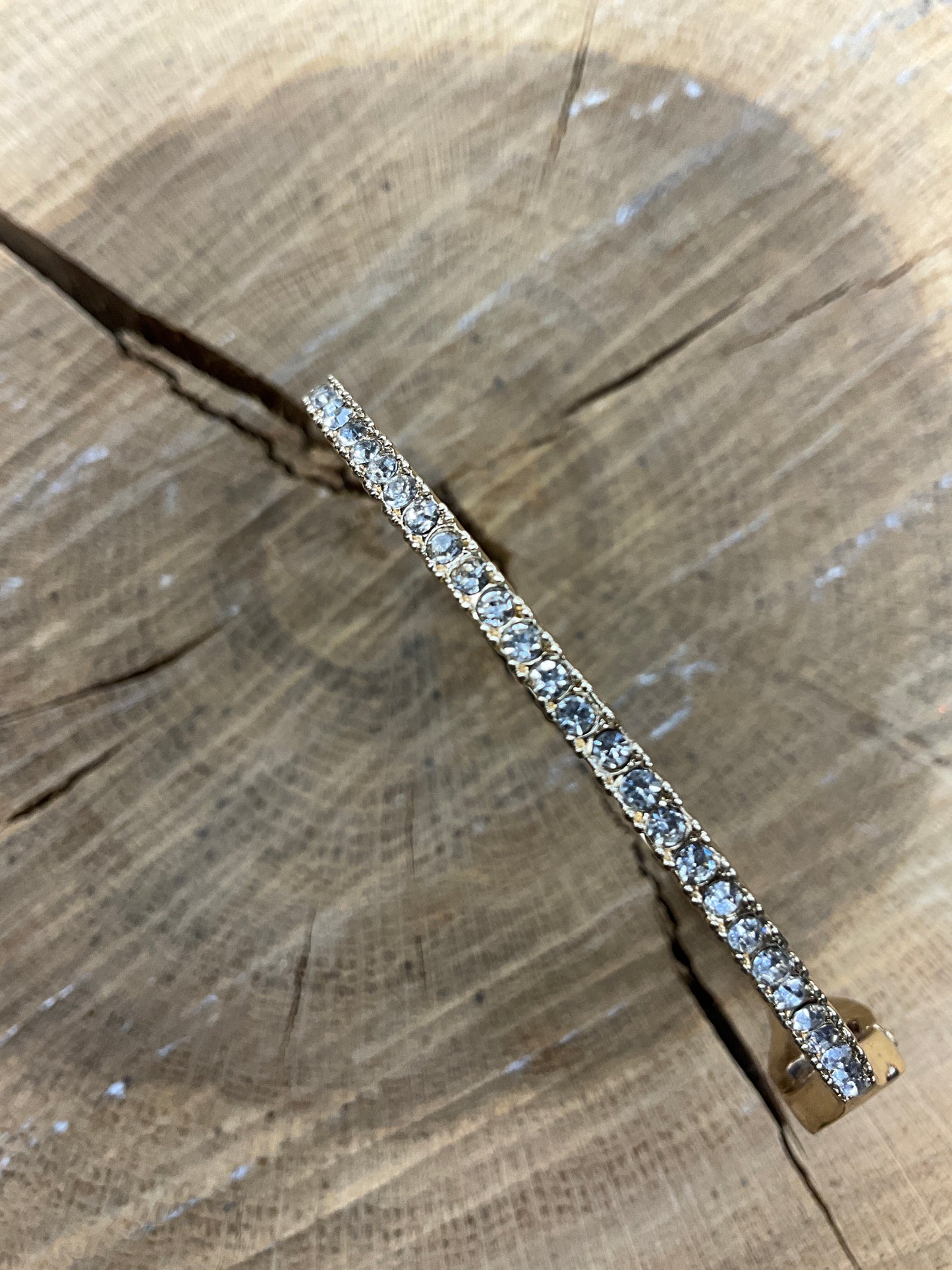 Gold Bangle Bracelet with Rhinestones