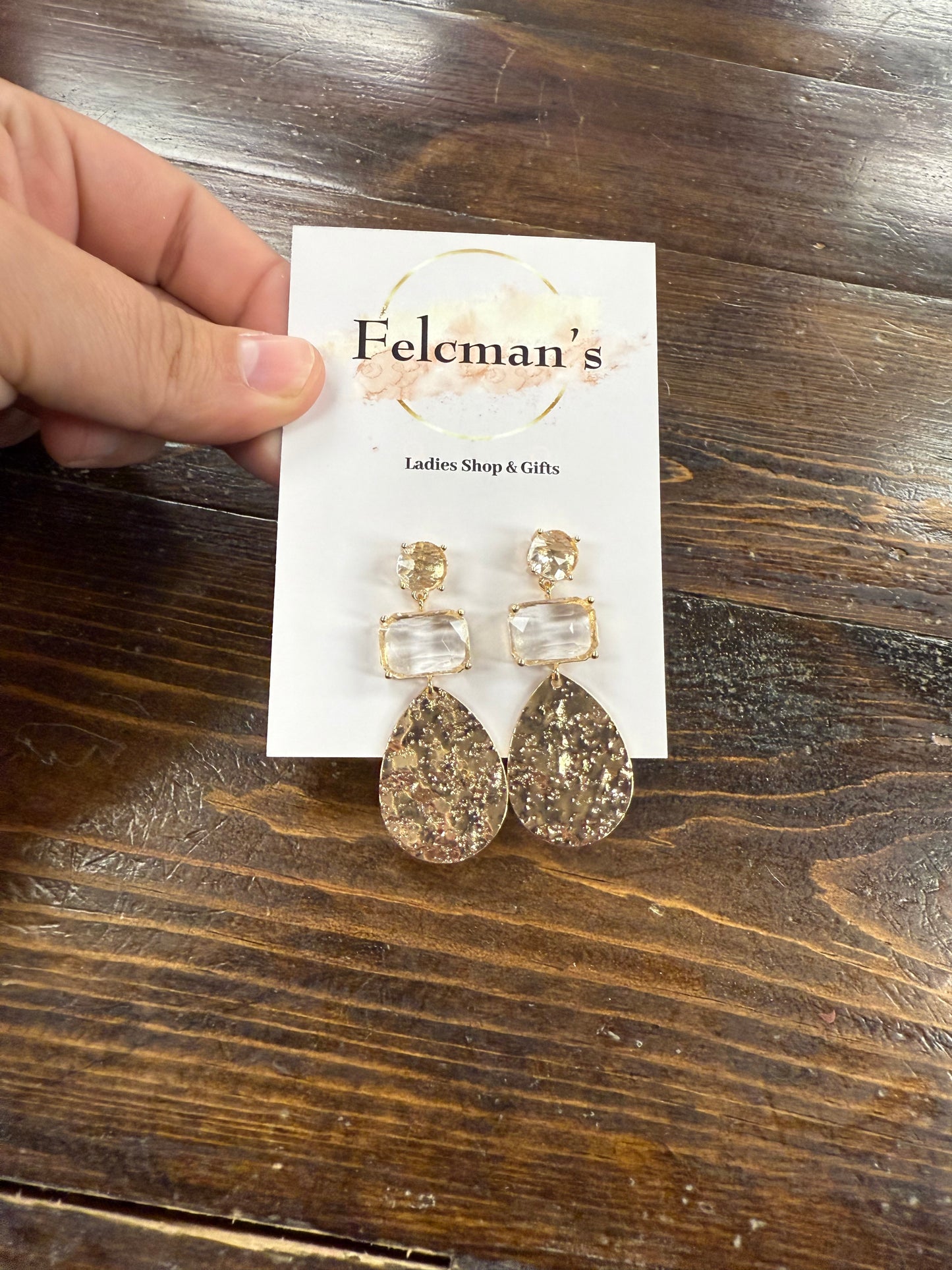 Hammered Crystal Tear Drops