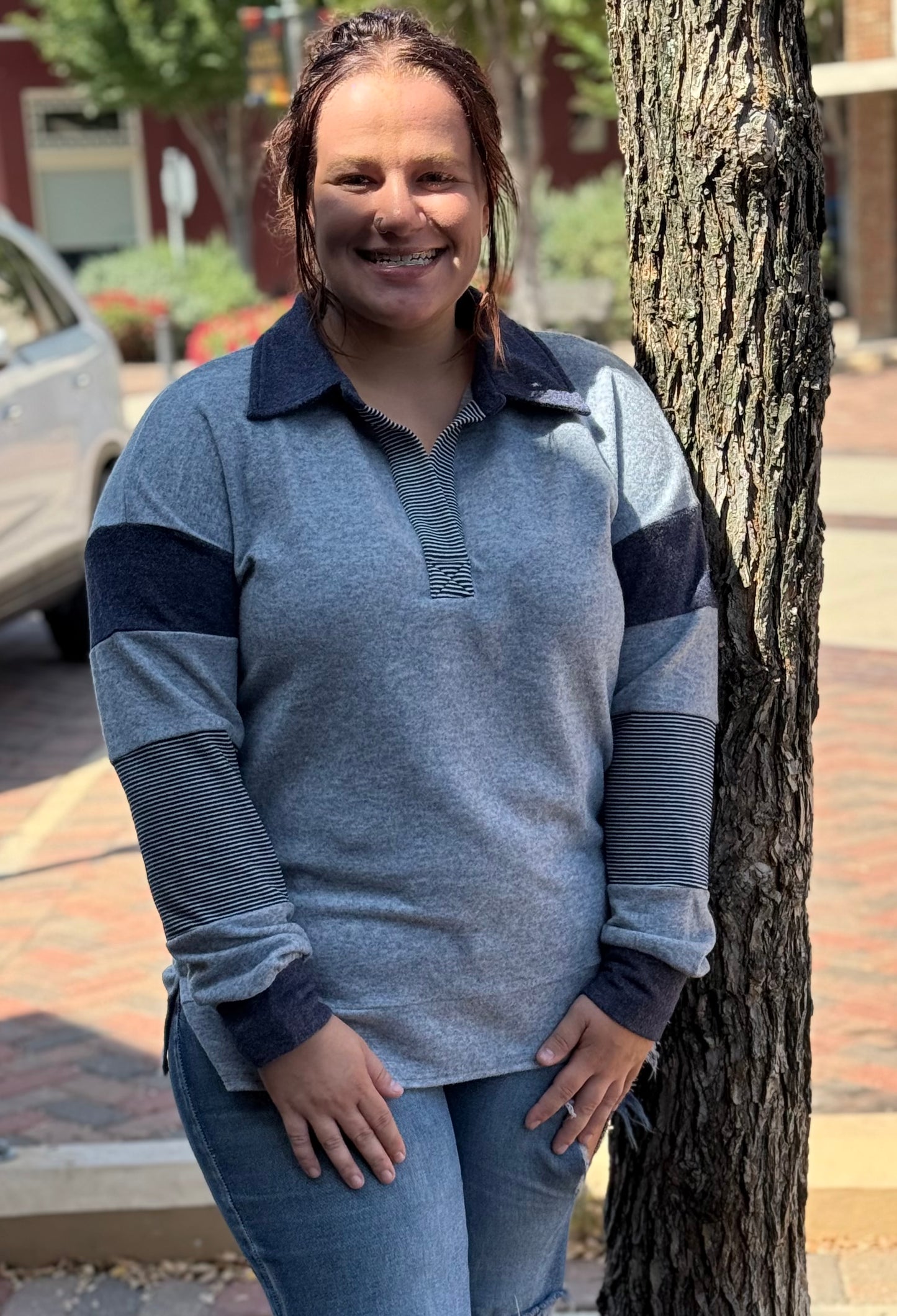 Navy Henley Pullover