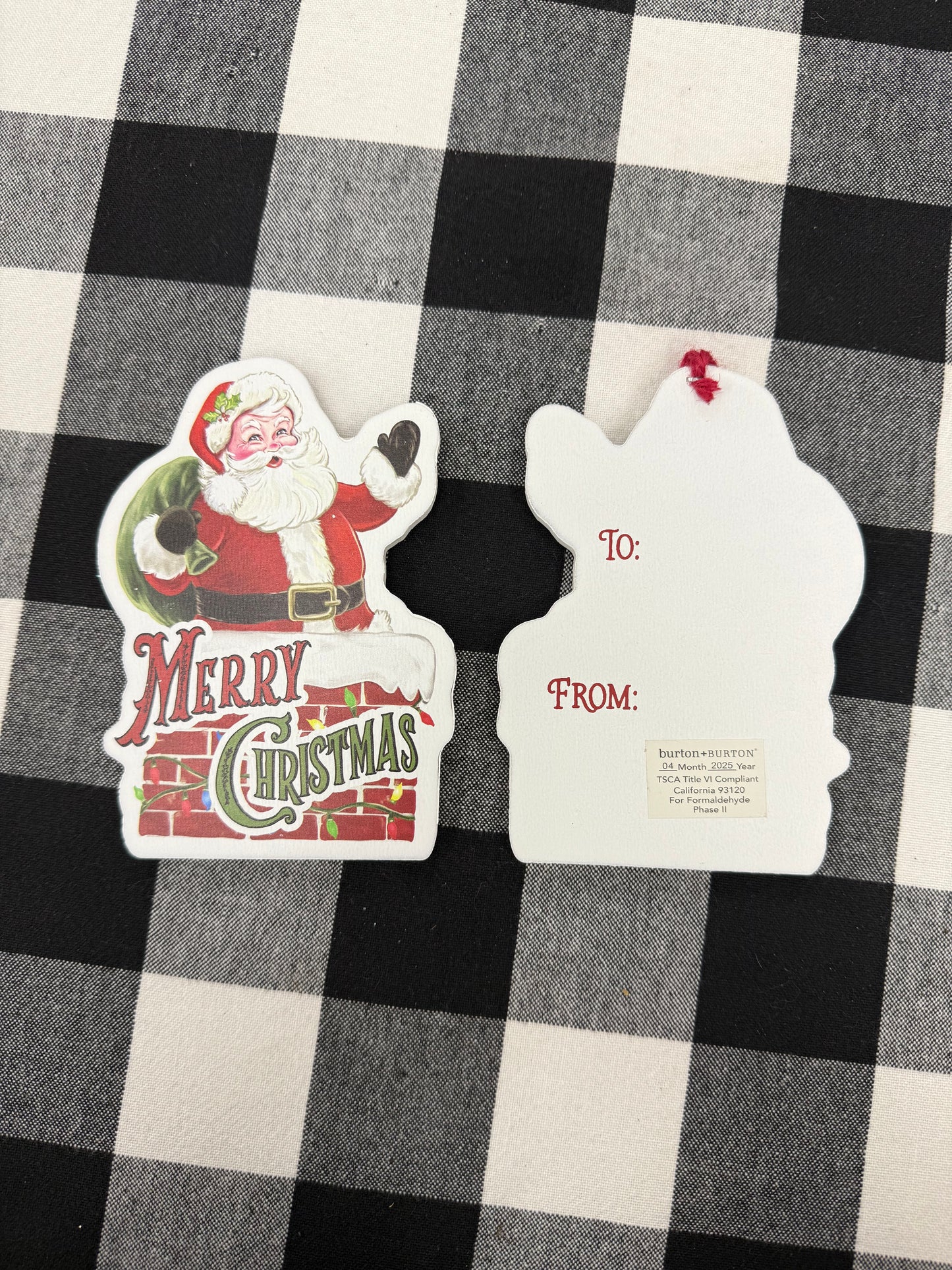 Wooden Santa To & From Ornaments