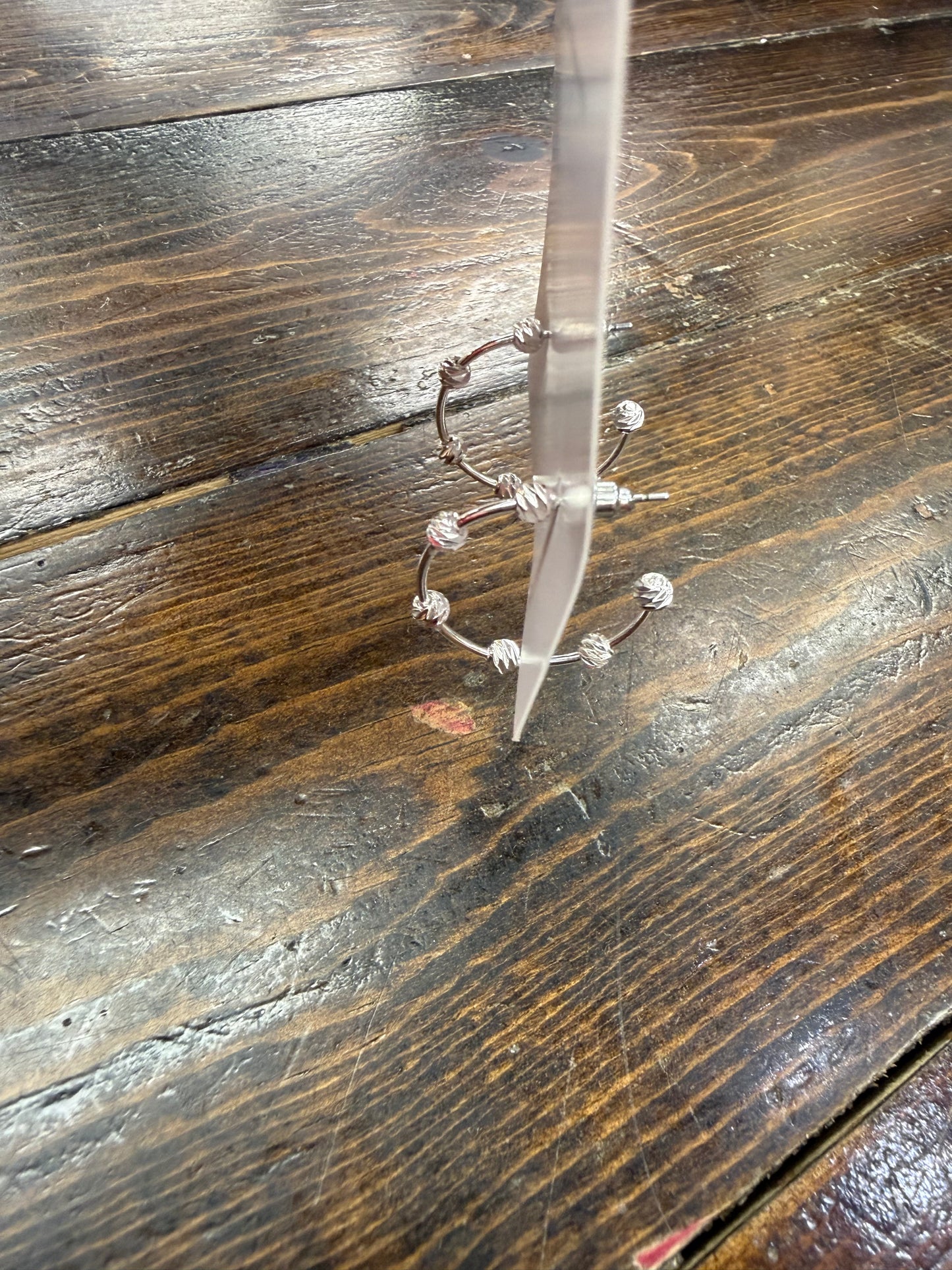 Water Resistant Silver Bar with Textured Silver Ball Hoops