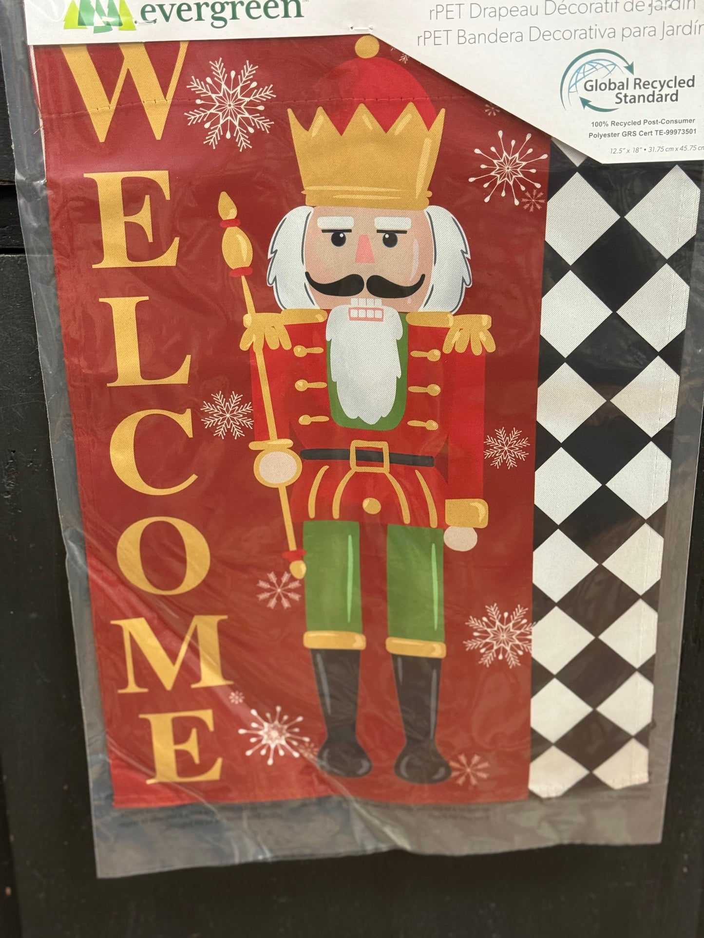 Welcome Nutcracker Suede Garden Flag