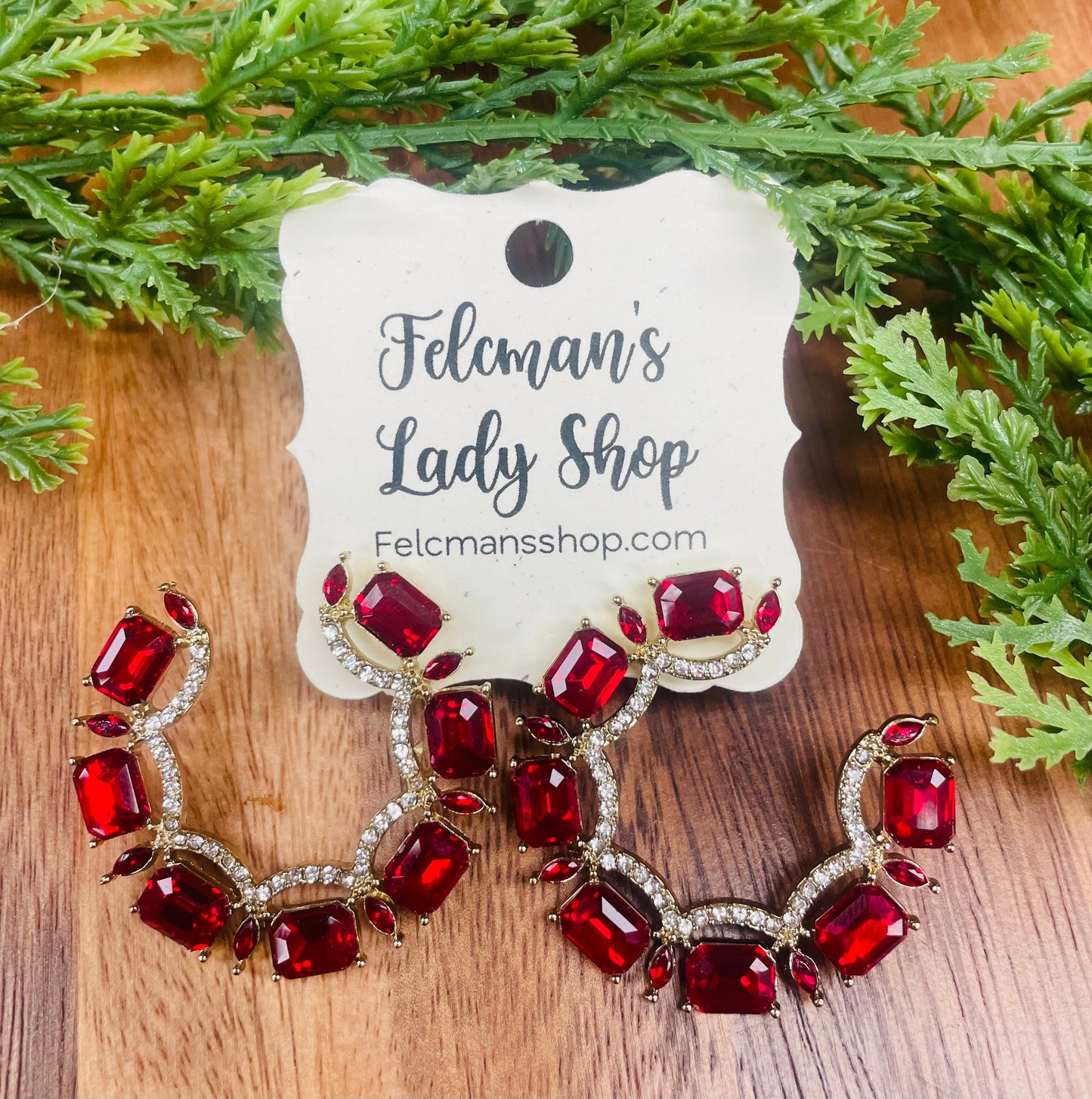 Red Gem Stone Studs