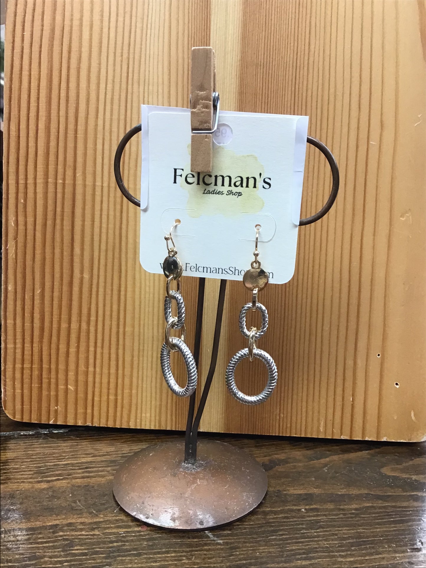 Gold Coin With Textured Silver Hoops