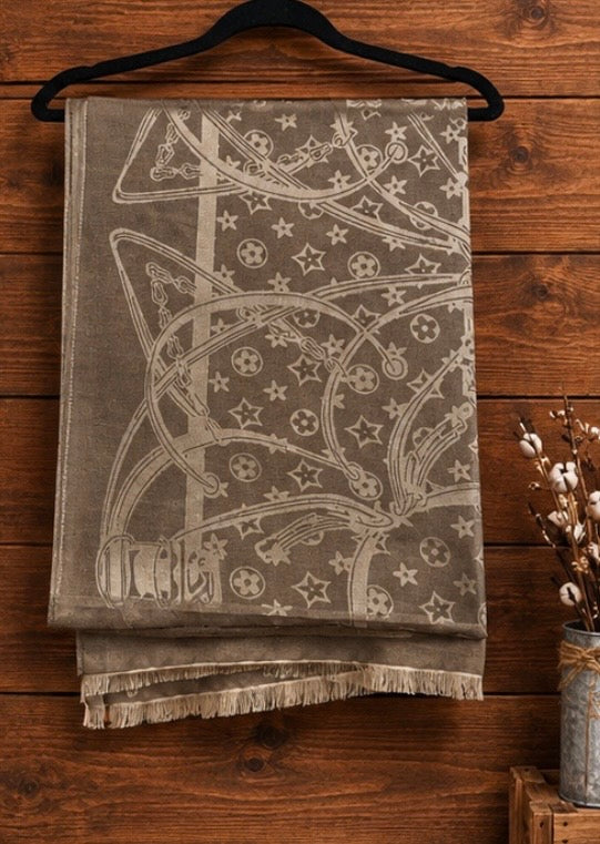 Gold Pashmina Print Scarf