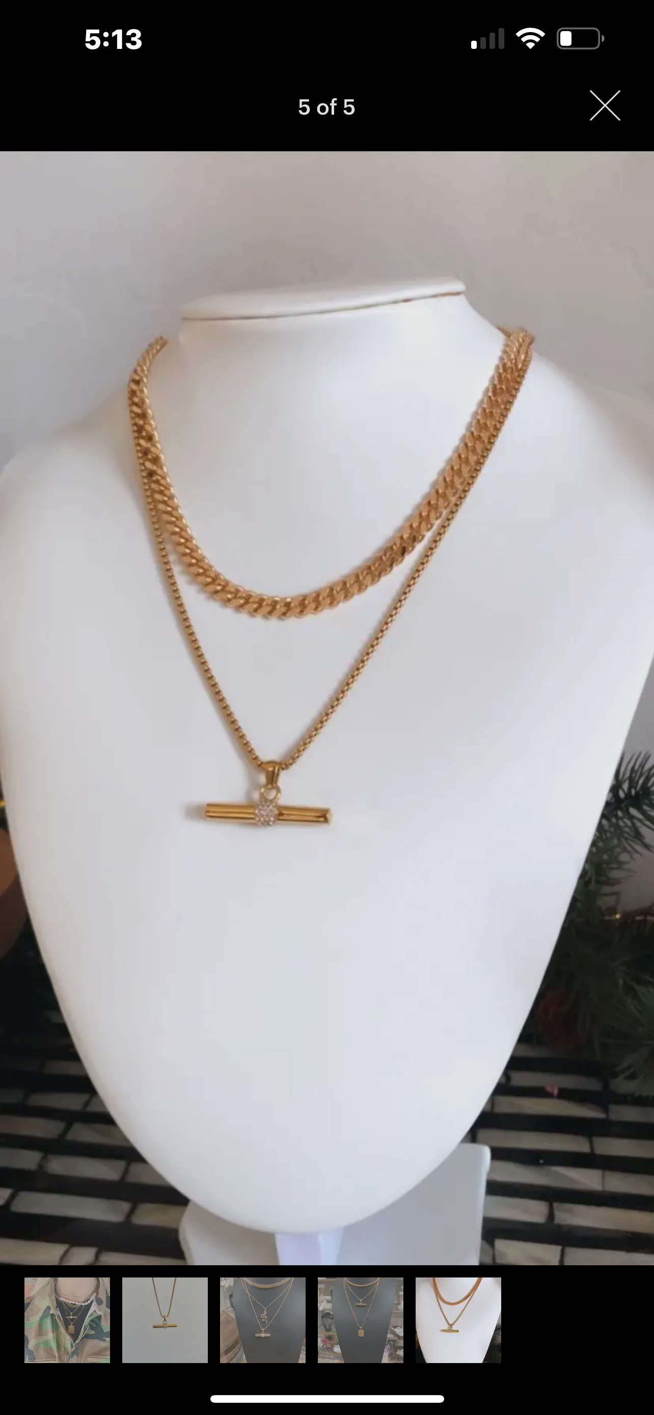 Chelsea Gold and Silver Bar Necklace Black