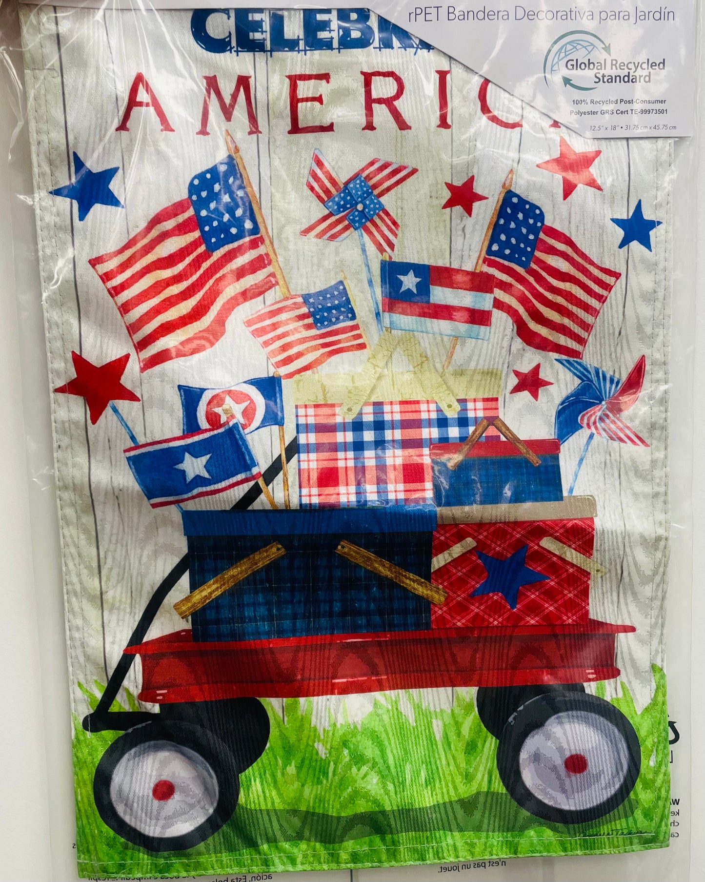 Vintage Patriotic Wagon Flag