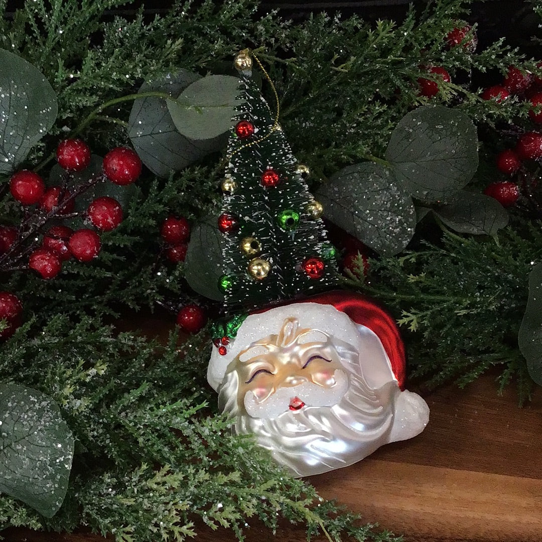 Santa Bottle Brush Tree Ornament