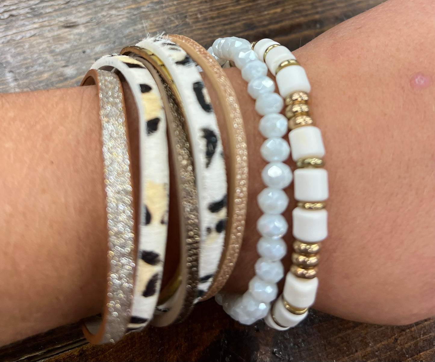 White Leopard Bracelet Set