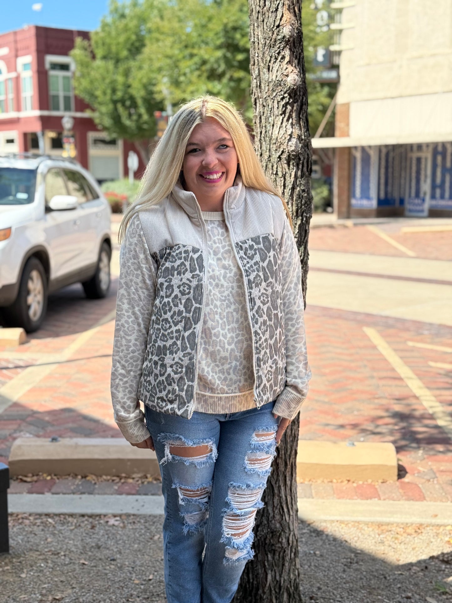 Puffy Cheetah Corduroy Vest