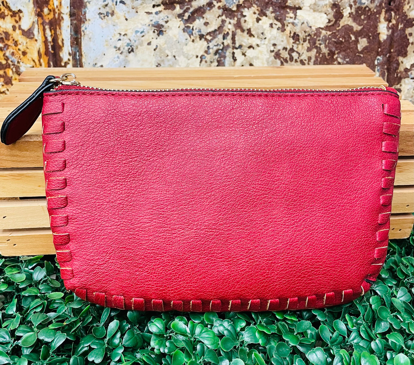 Small Red Braided Clutch