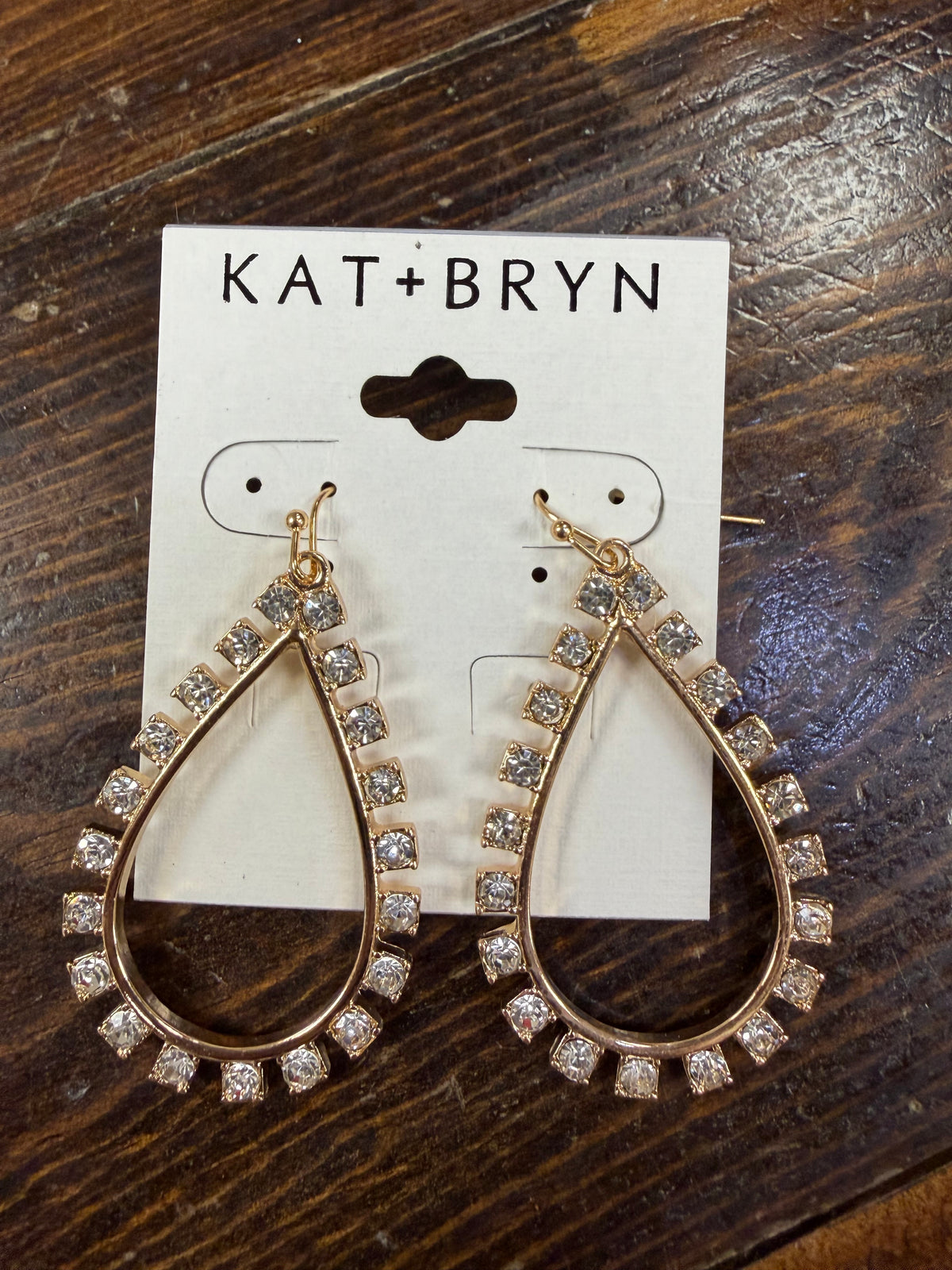 Gold Hoop Teardrop Earrings With Crystals