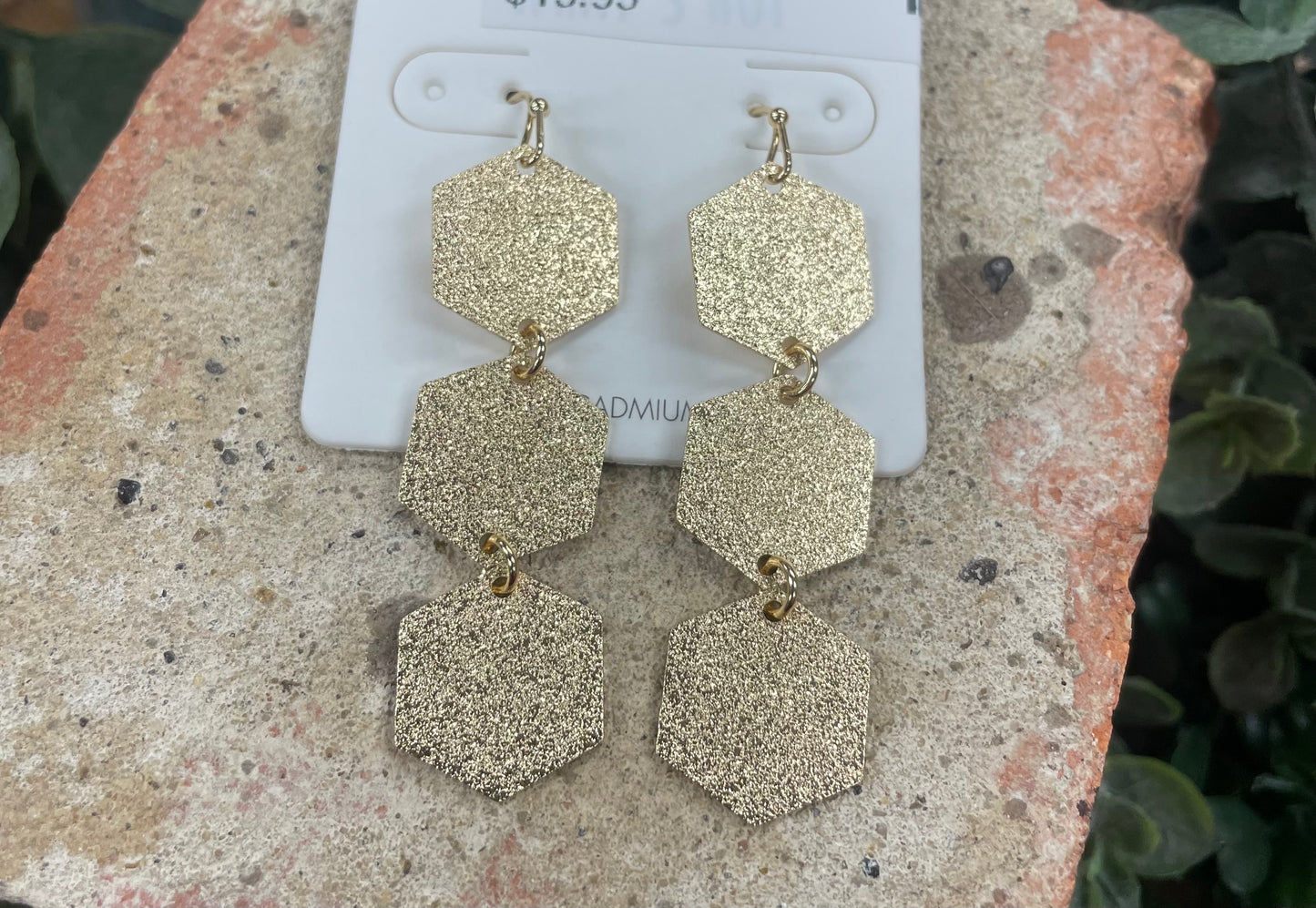 Satin Textured Hexagon Earrings