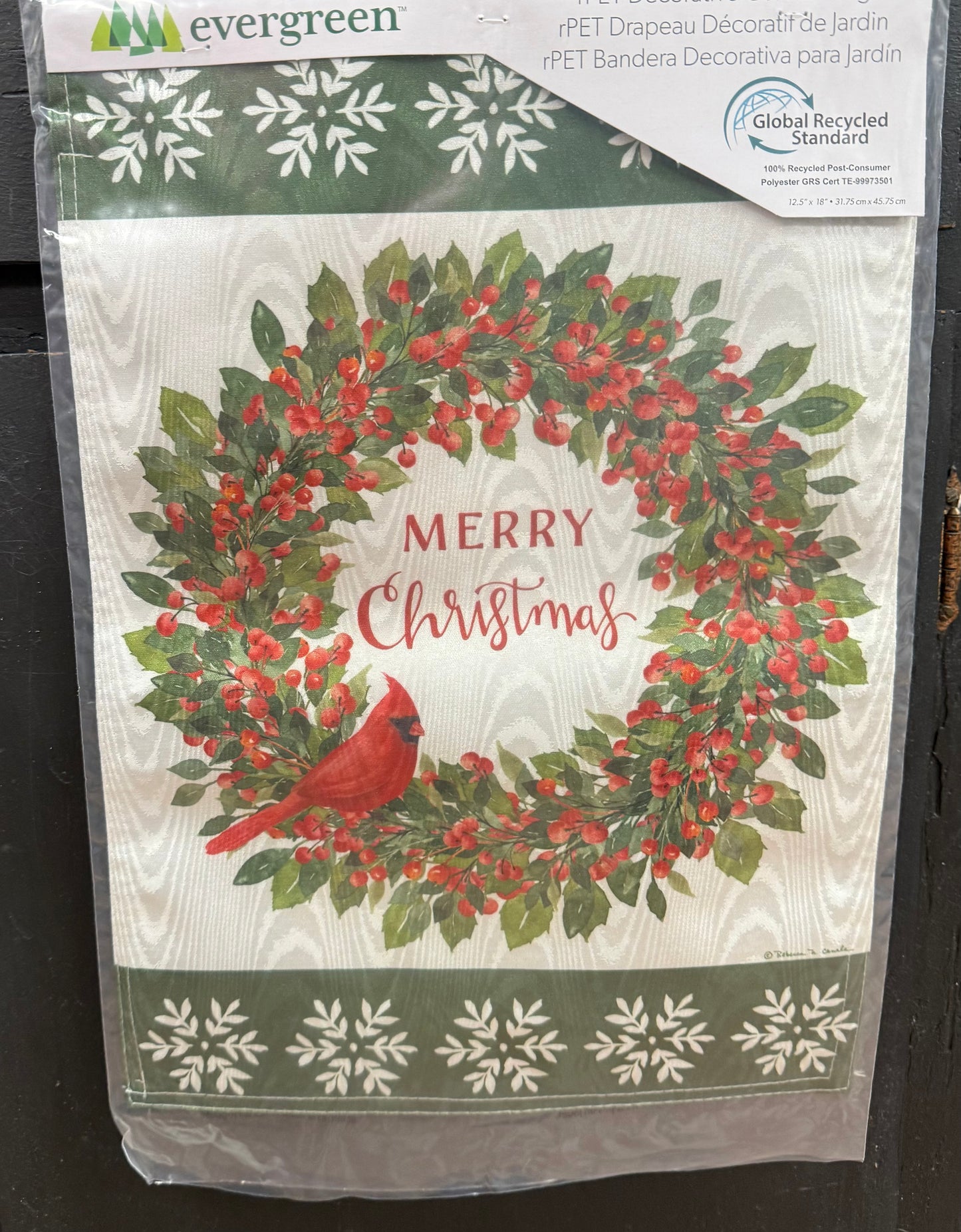 Christmas Cardinal Moire Garden Flag