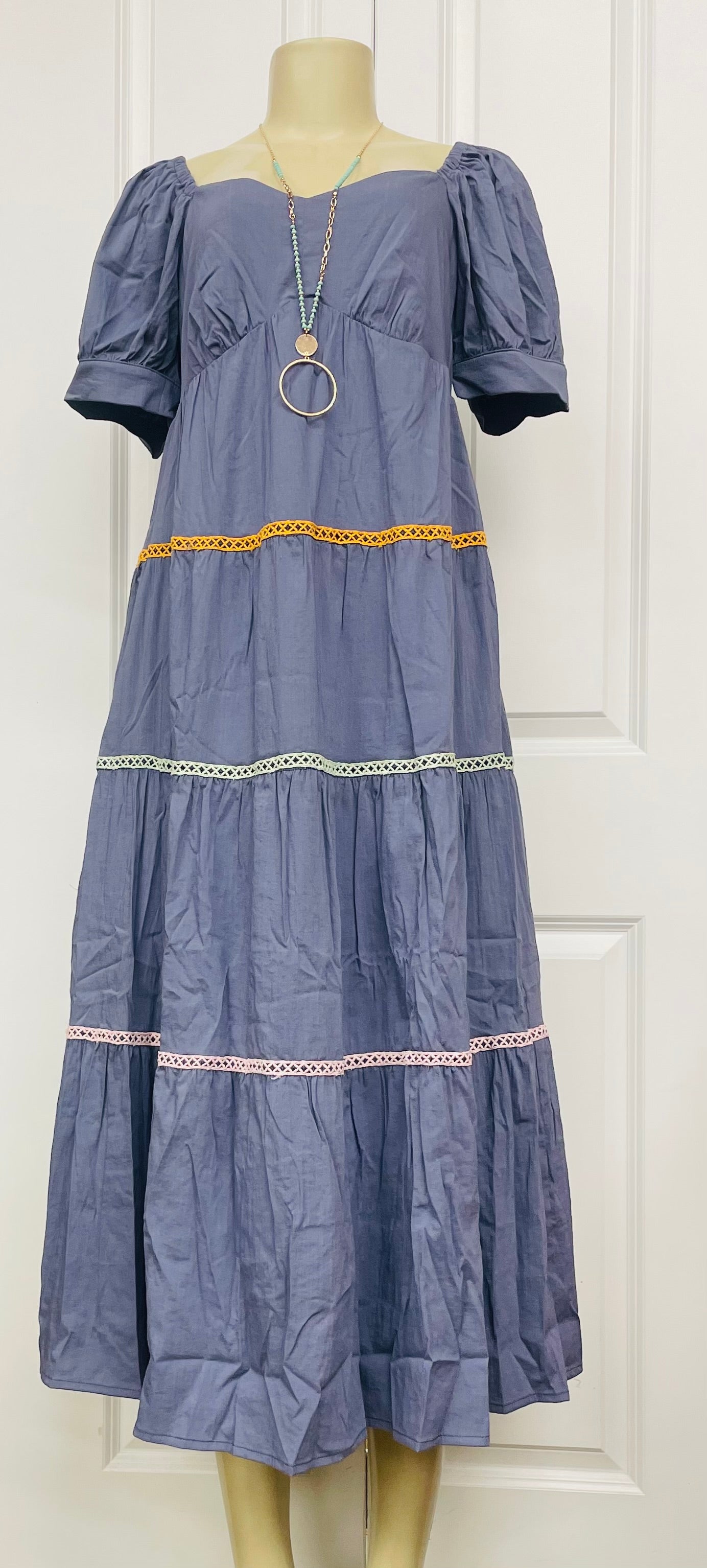 Vintage Denim Lace Dress