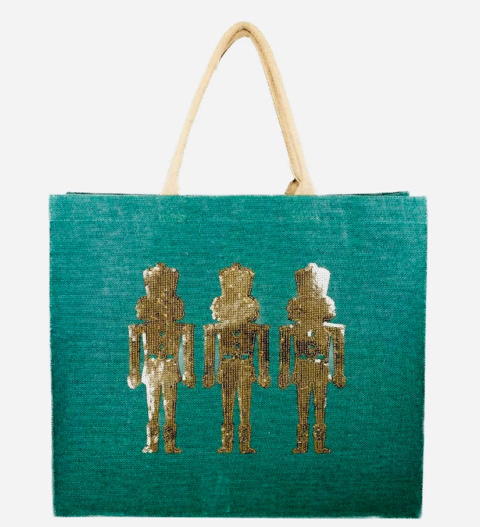 Dark Green Glitzy Nutcracker Gift Bag