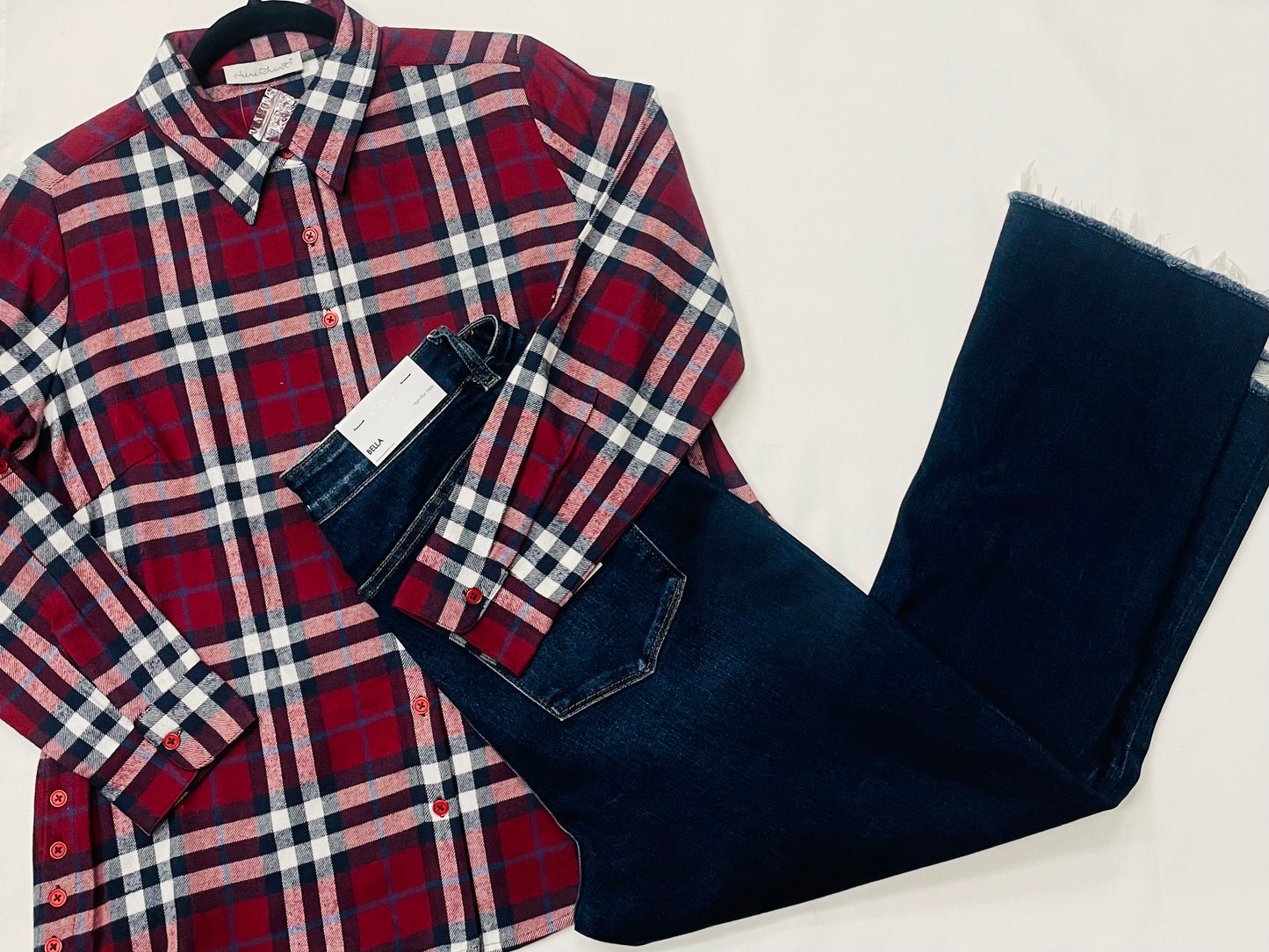Maroon/Navy Button Up Flannel