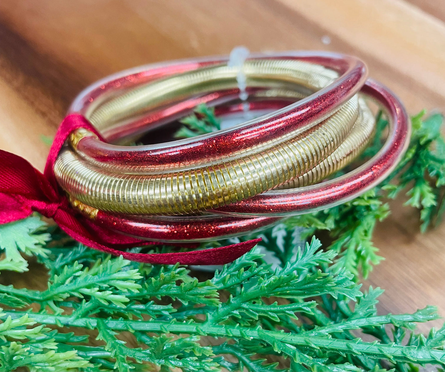 Red/Gold Stacked Bracelets