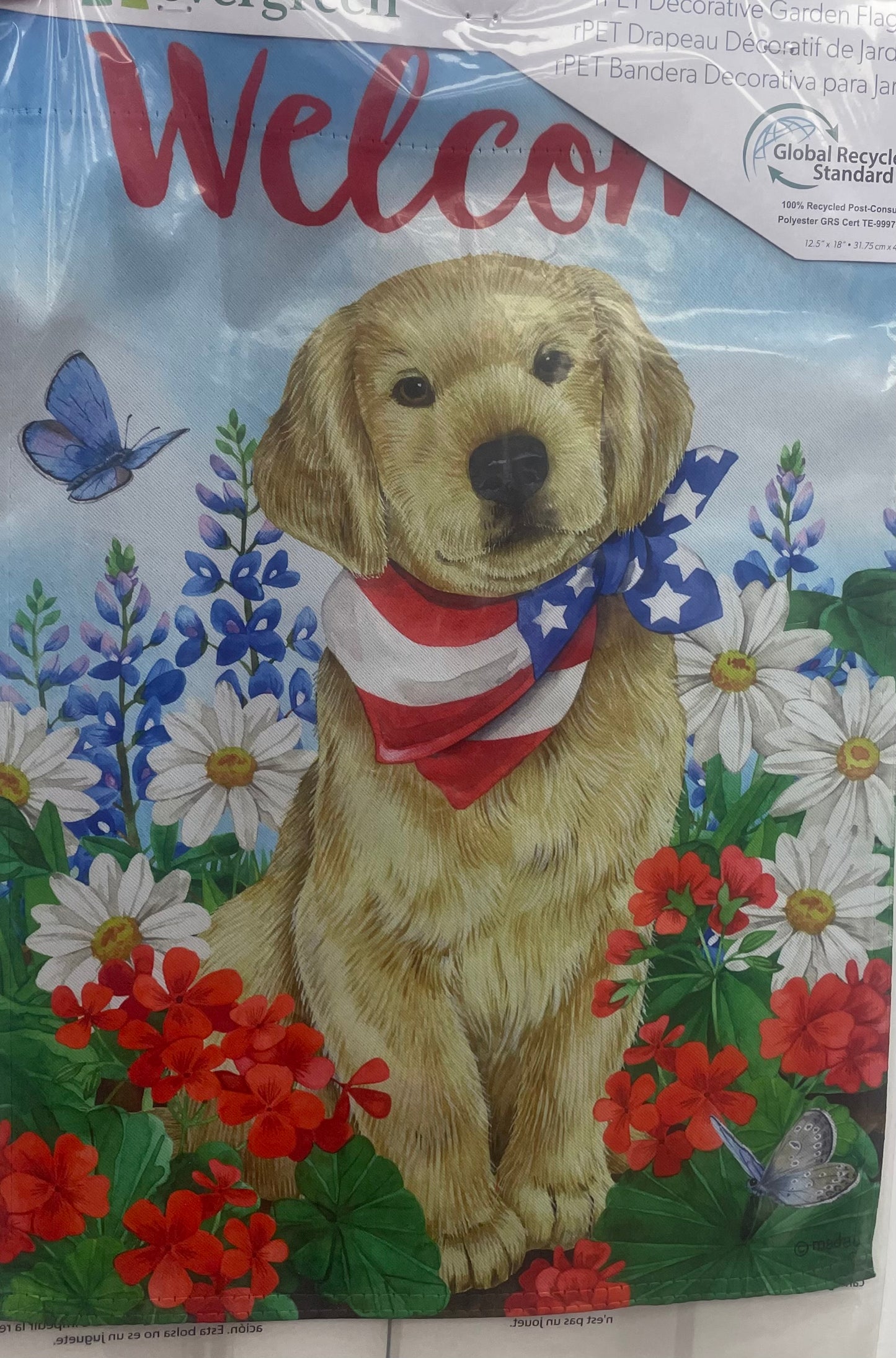 Dog with Patriotic Bandana Garden Suede Flag