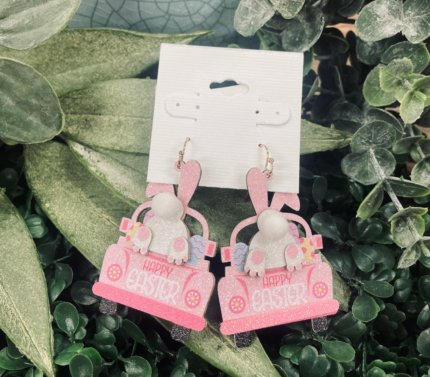 Pink Glitter Leather Easter Car