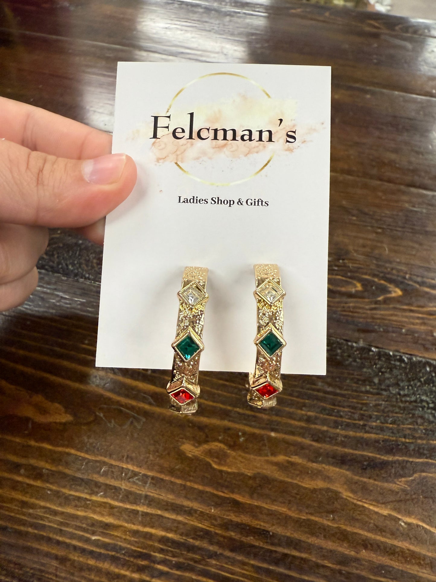 Diamond Textured Hoops
