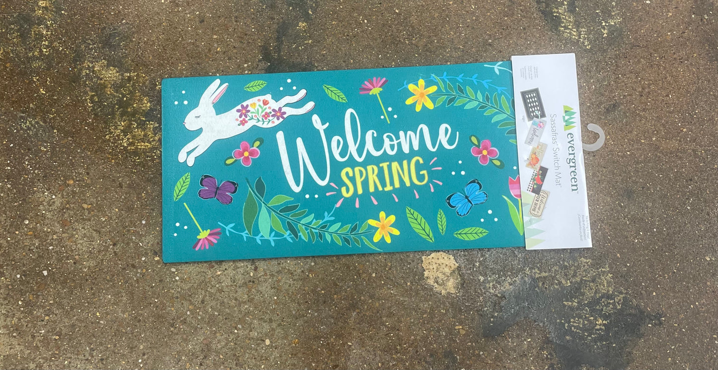 Welcome Spring Bunny Sassafras Switch Mat