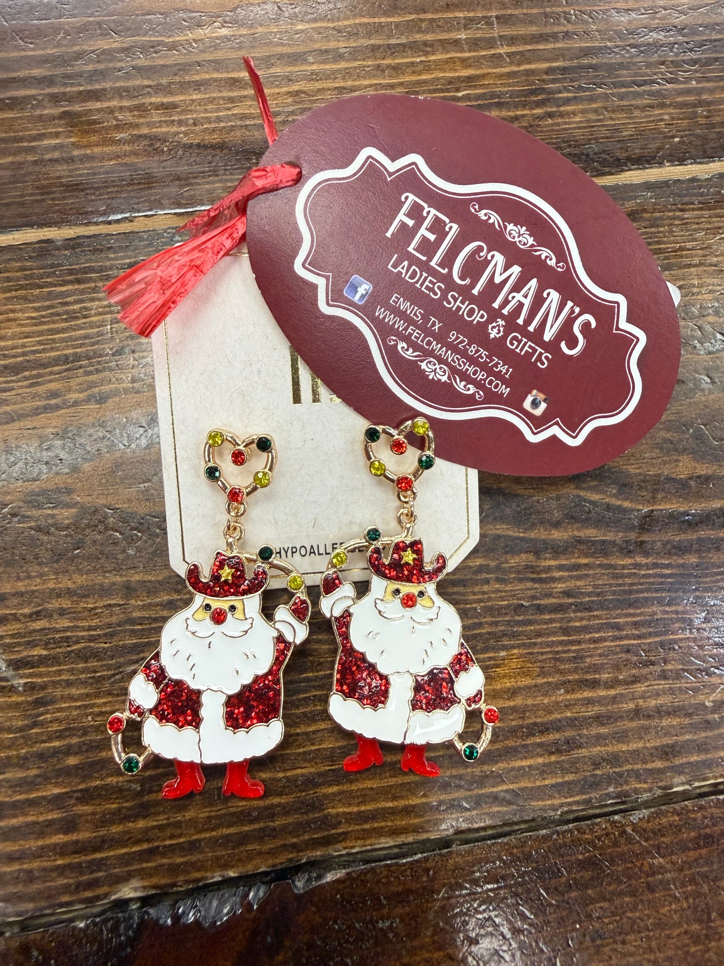 Cowboy Santa Earrings