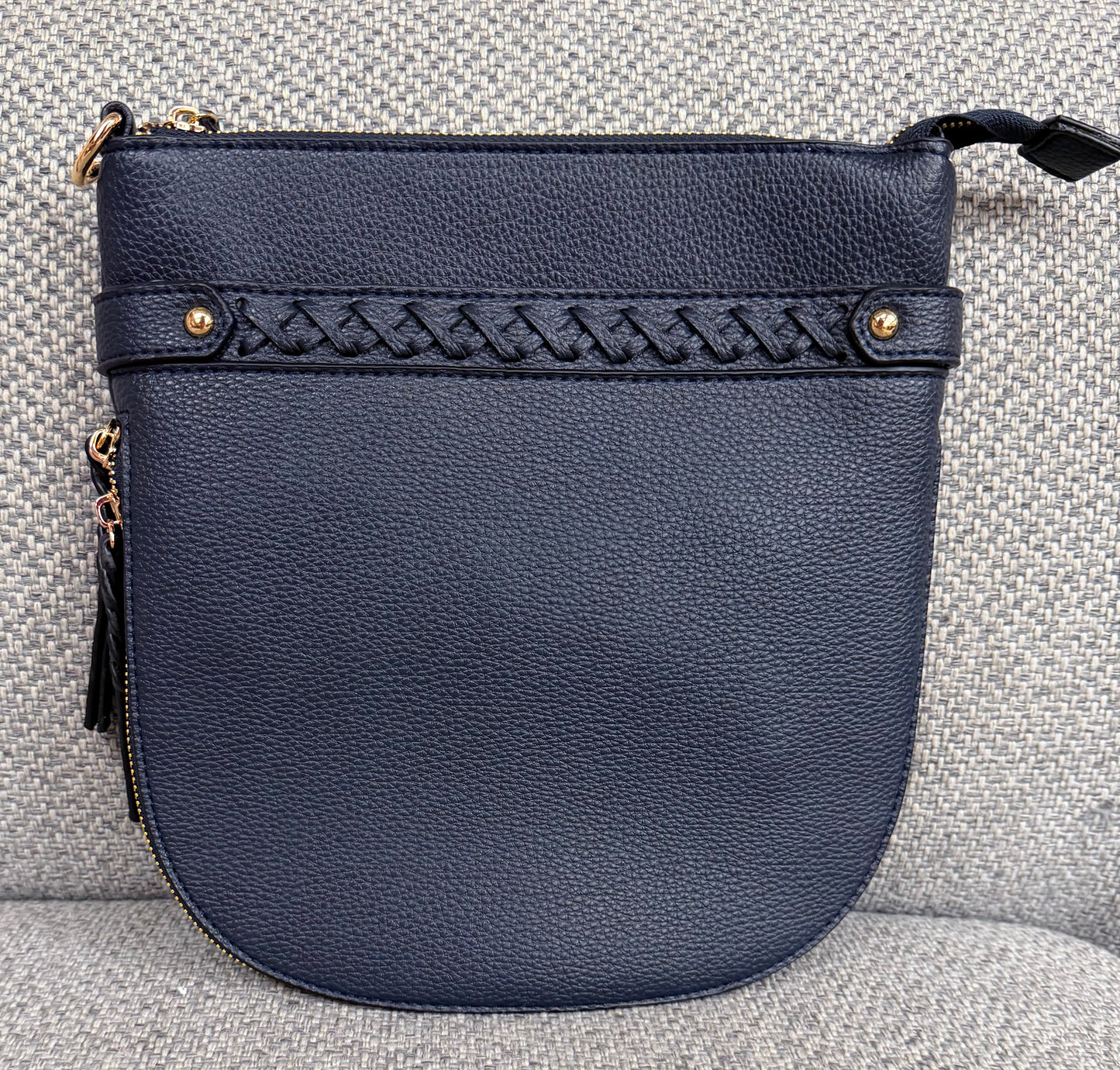 Large Braided Pocket Purse Navy