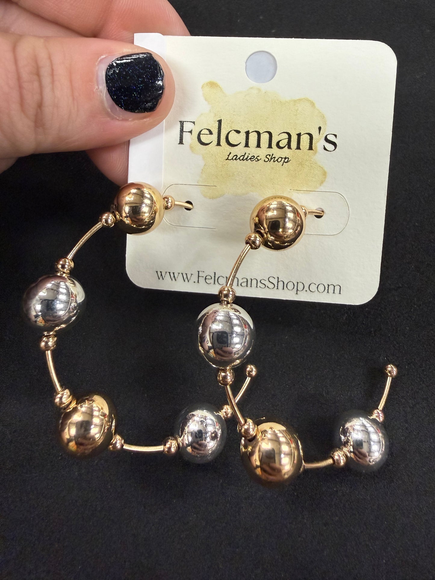 10mm Gold/Silver Beaded Hoops