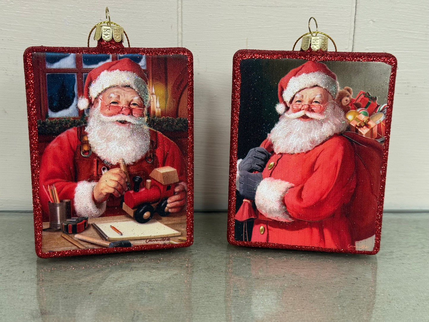 Vintage Glass Jolly Santa Ornament
