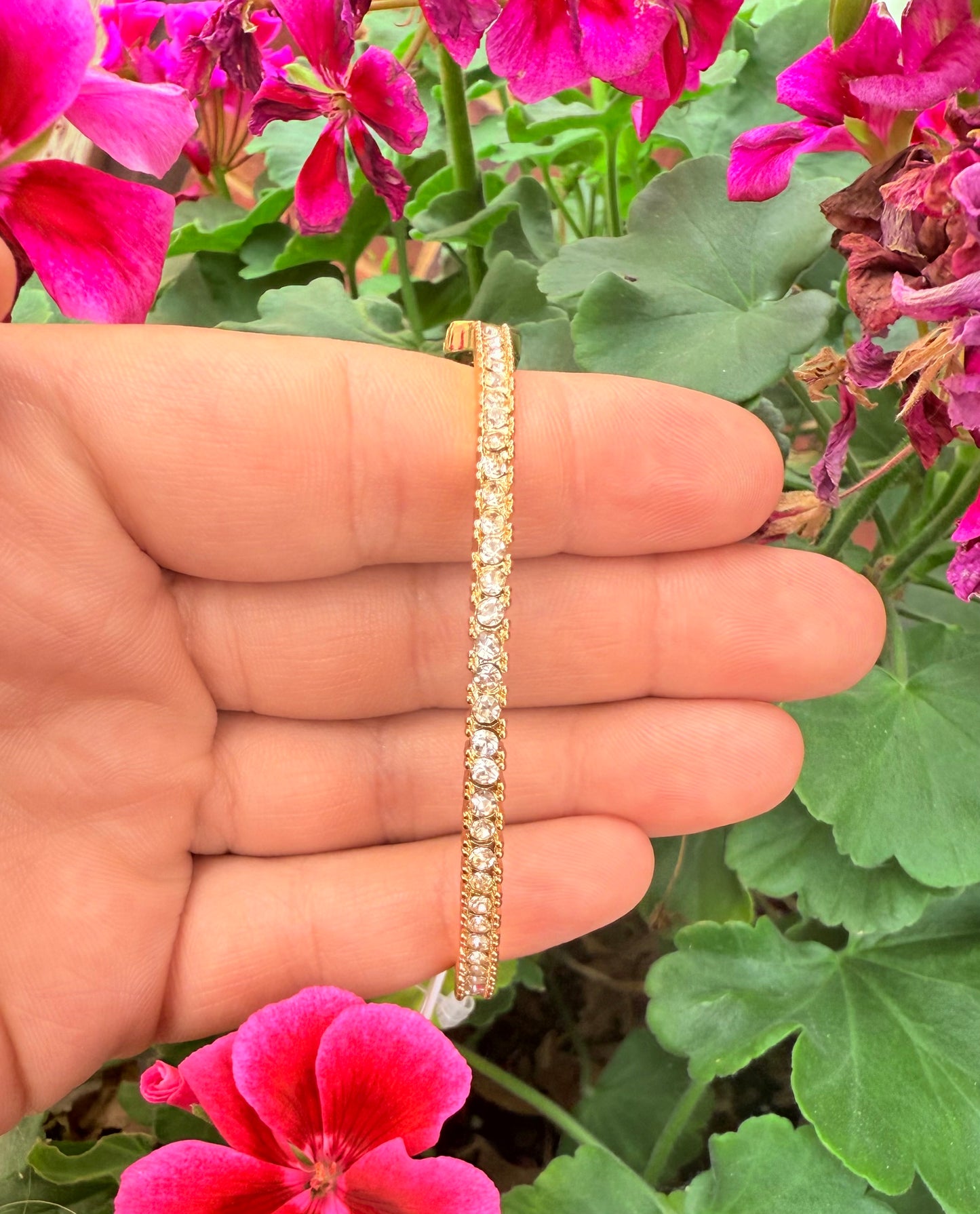 Gold Rhinestone Latched Bracelet