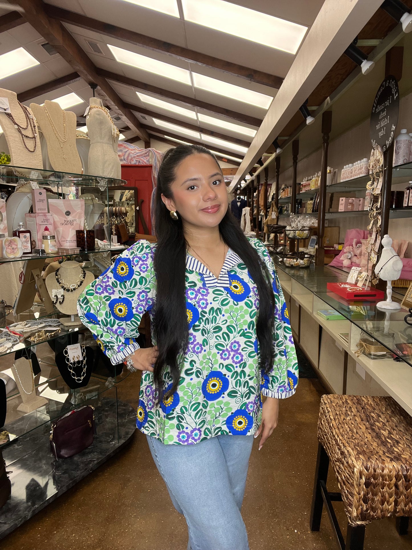 Vibrant Colored Floral Blouse