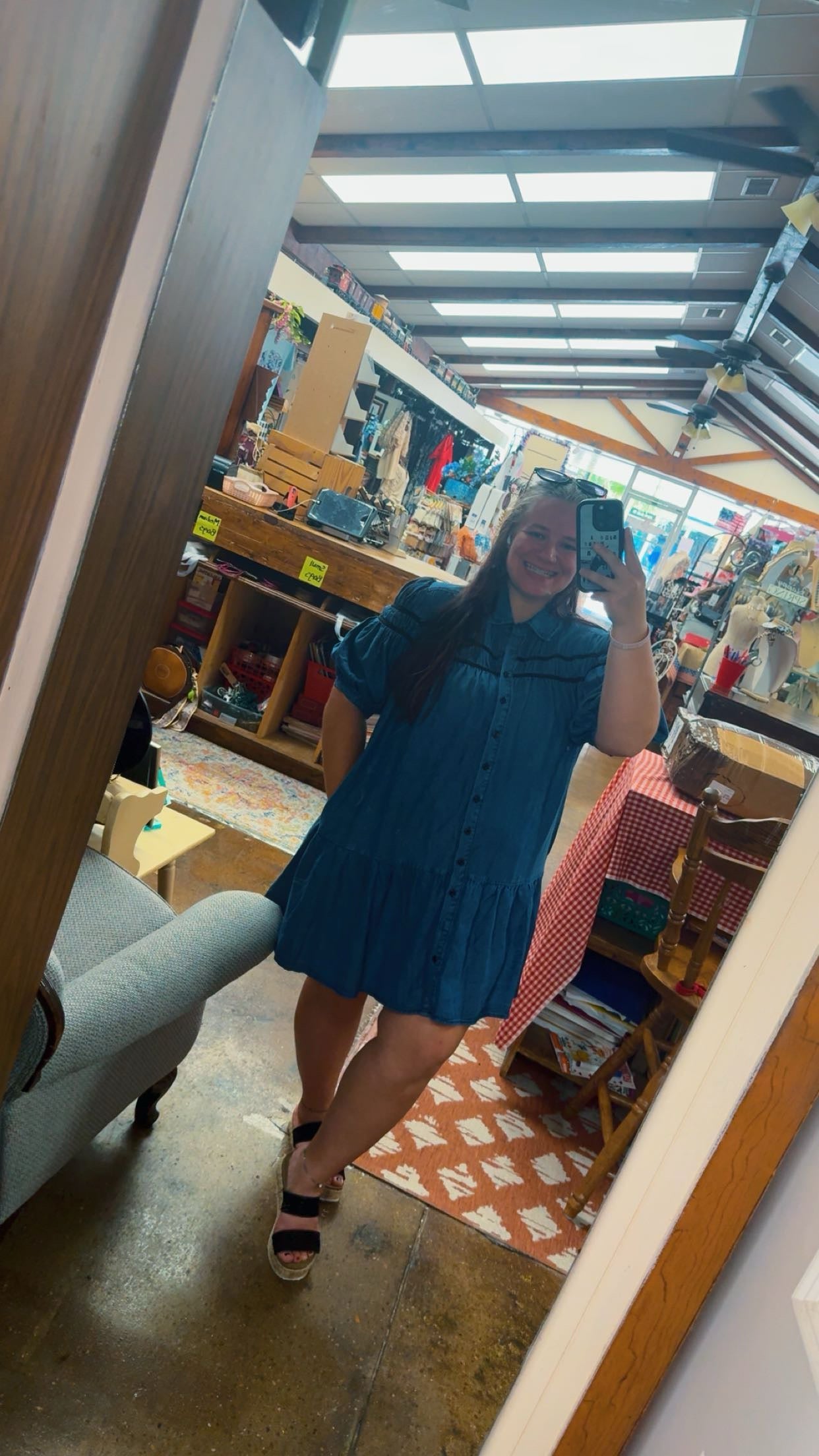 Denim Washed Button Down Dress