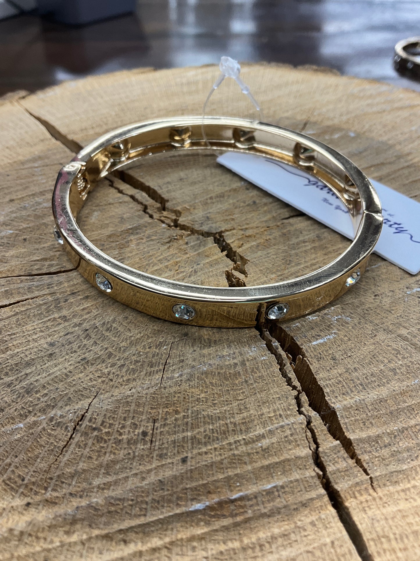 Gold Rhinestone Latched Bracelet
