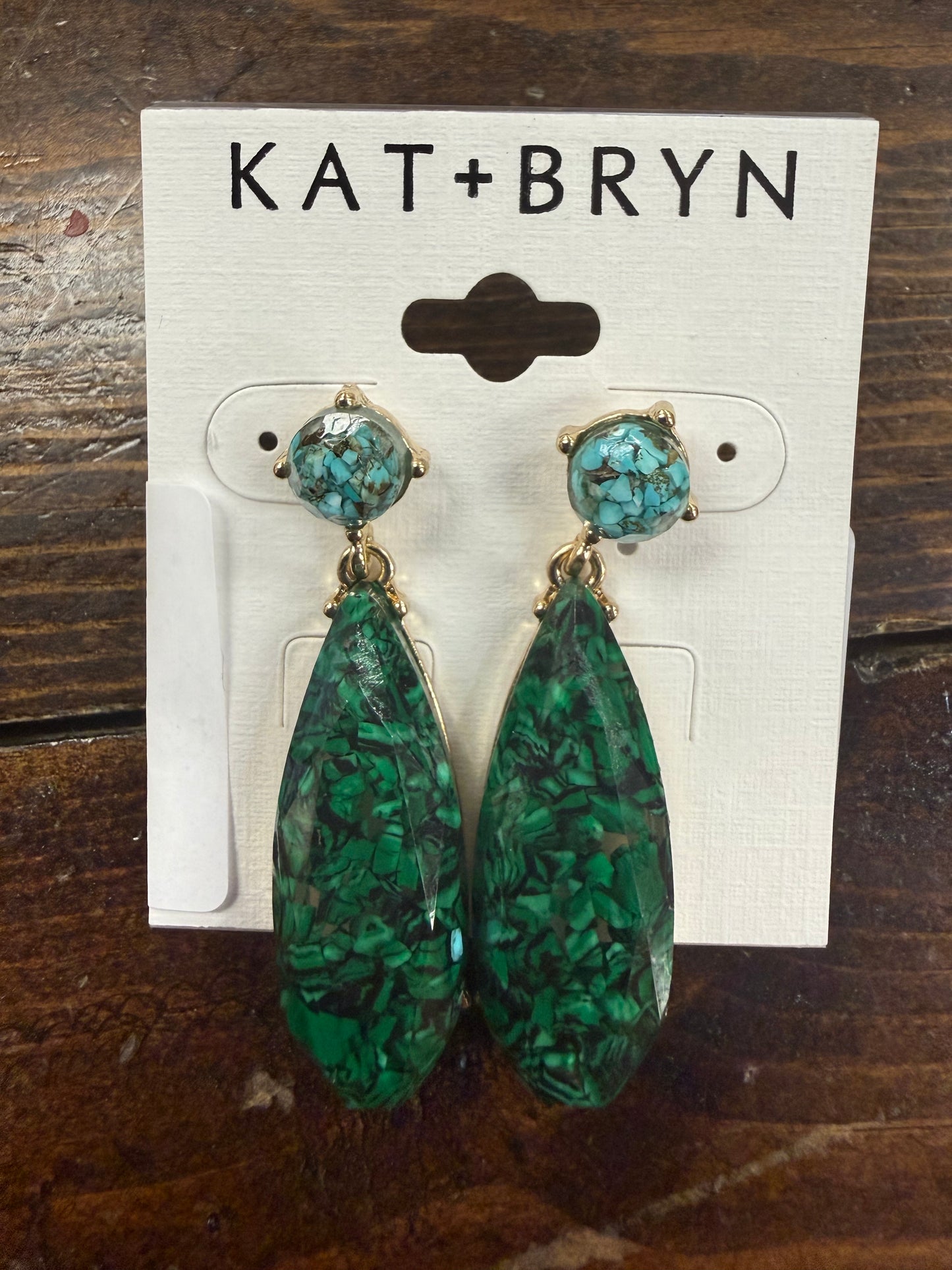 Turquoise Stud With Green Dangle Earrings