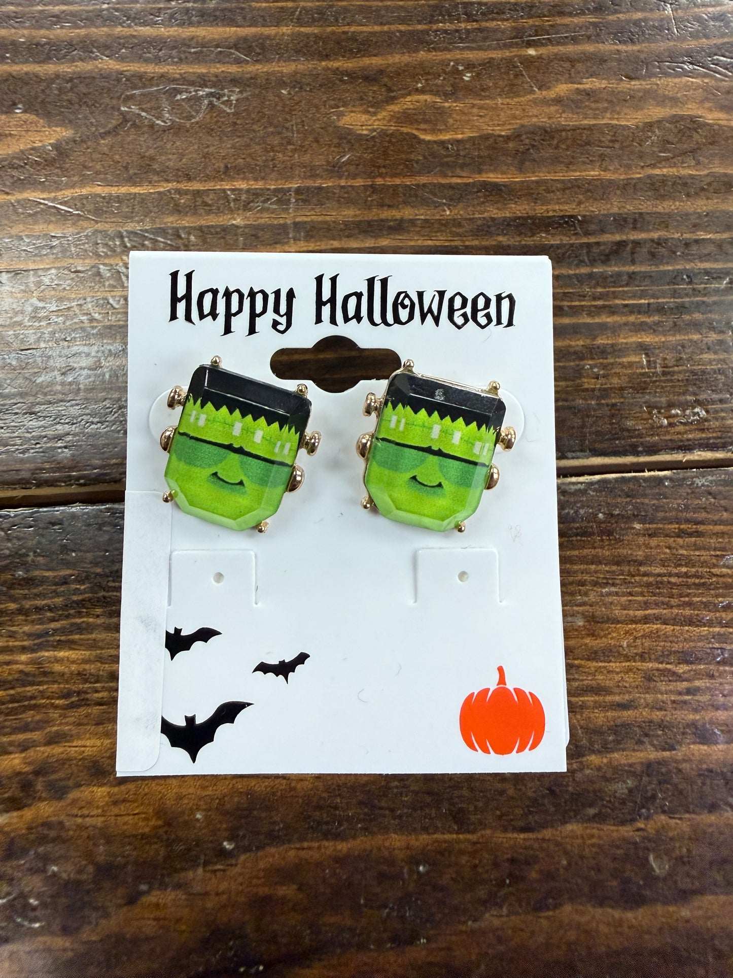 Green Frankenstein Stud Earrings