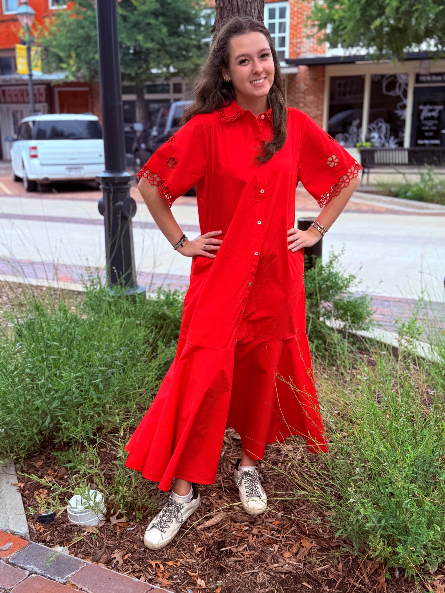 Red Button Down Dress