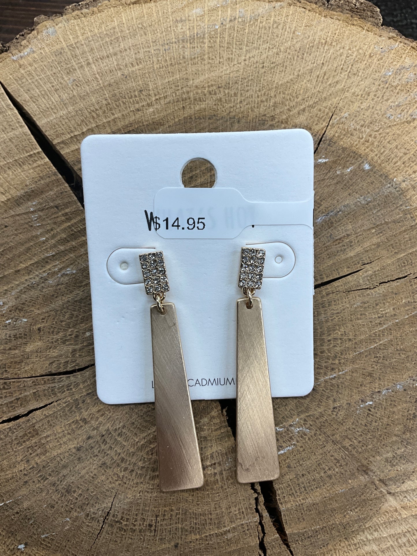 Rhinestone Gold Bar Earrings