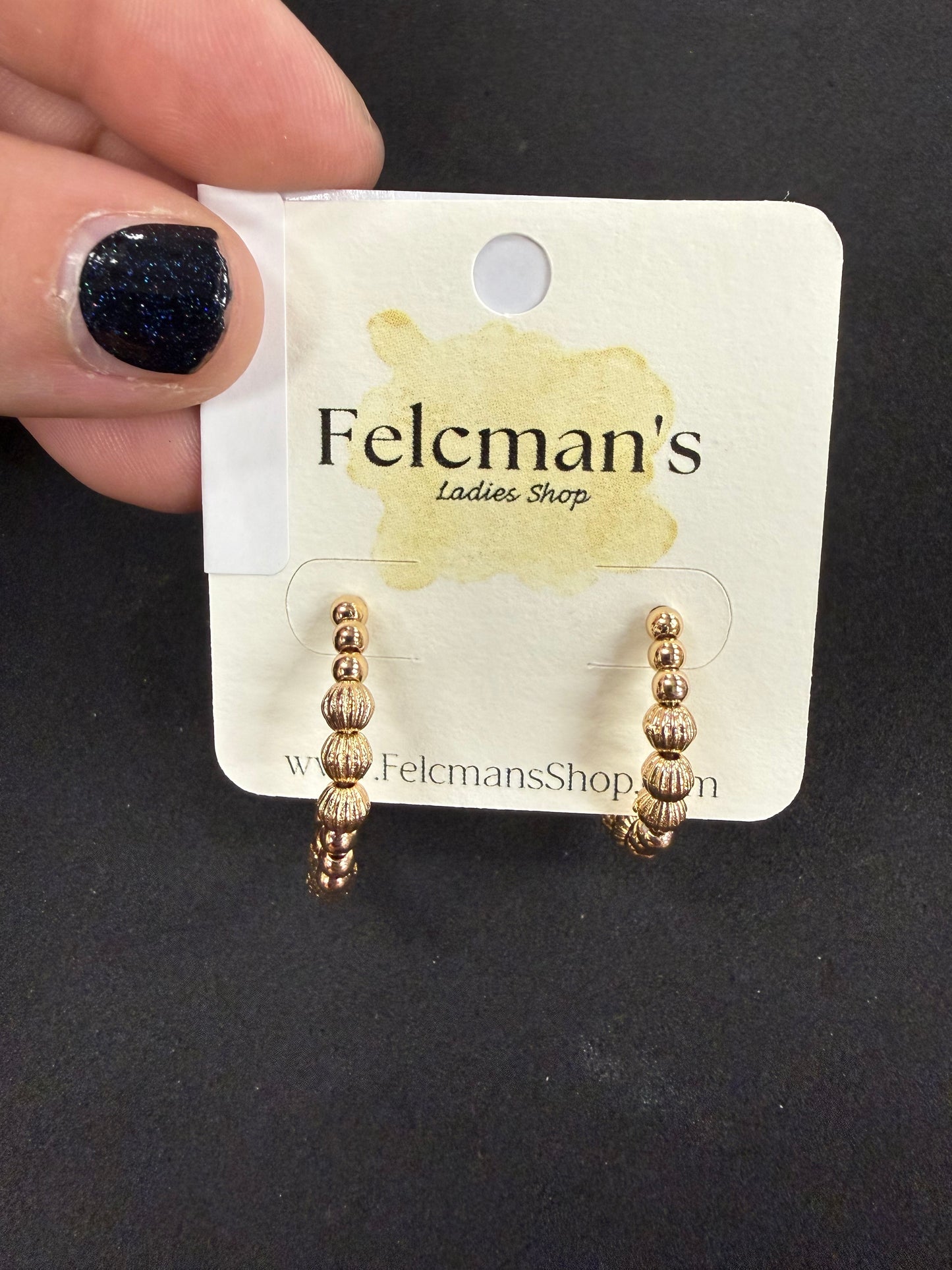 Water Resistant Gold 1 Inch Beaded Hoops