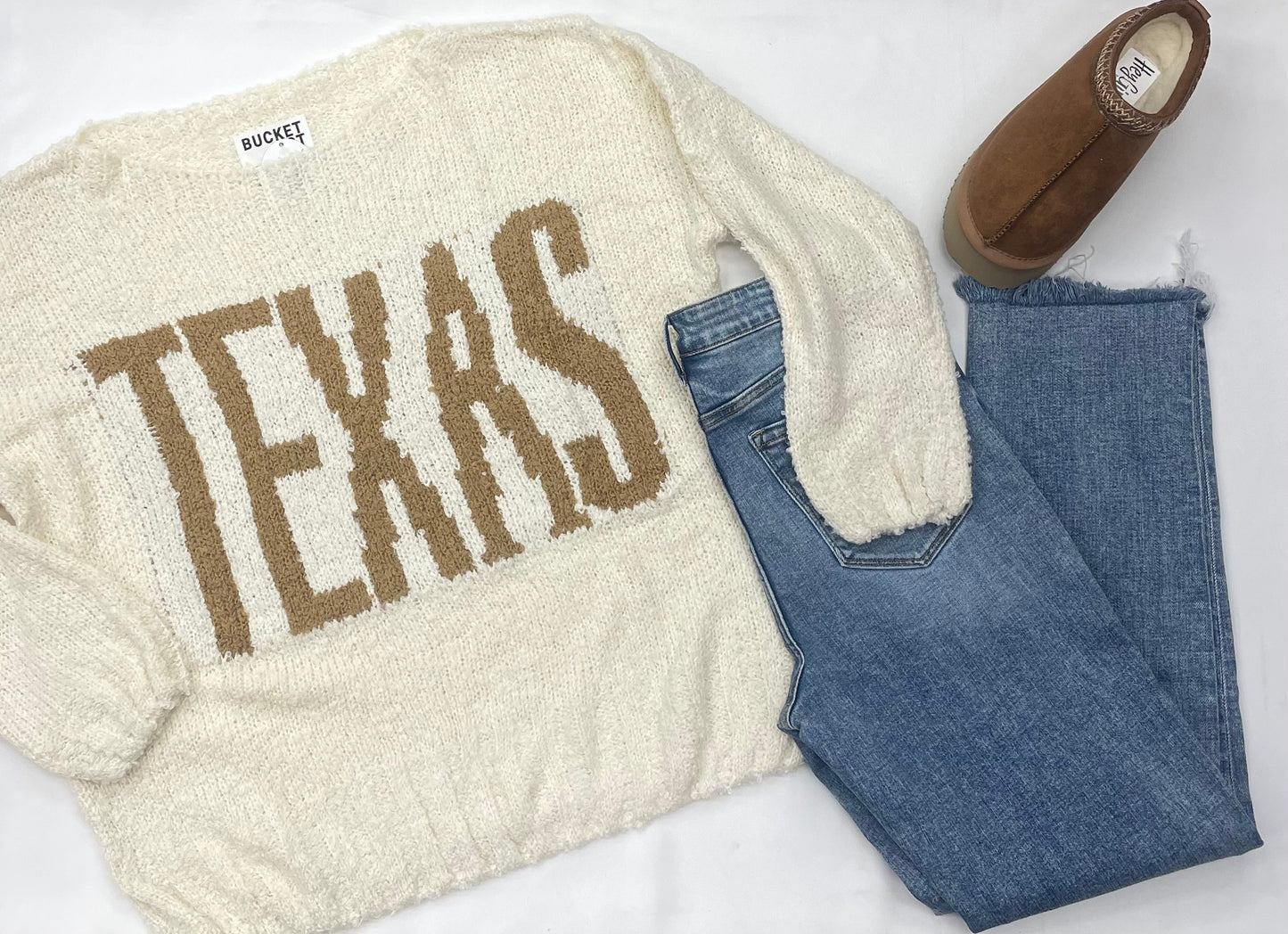 Texas Lettering Boatneck Soft Sweater