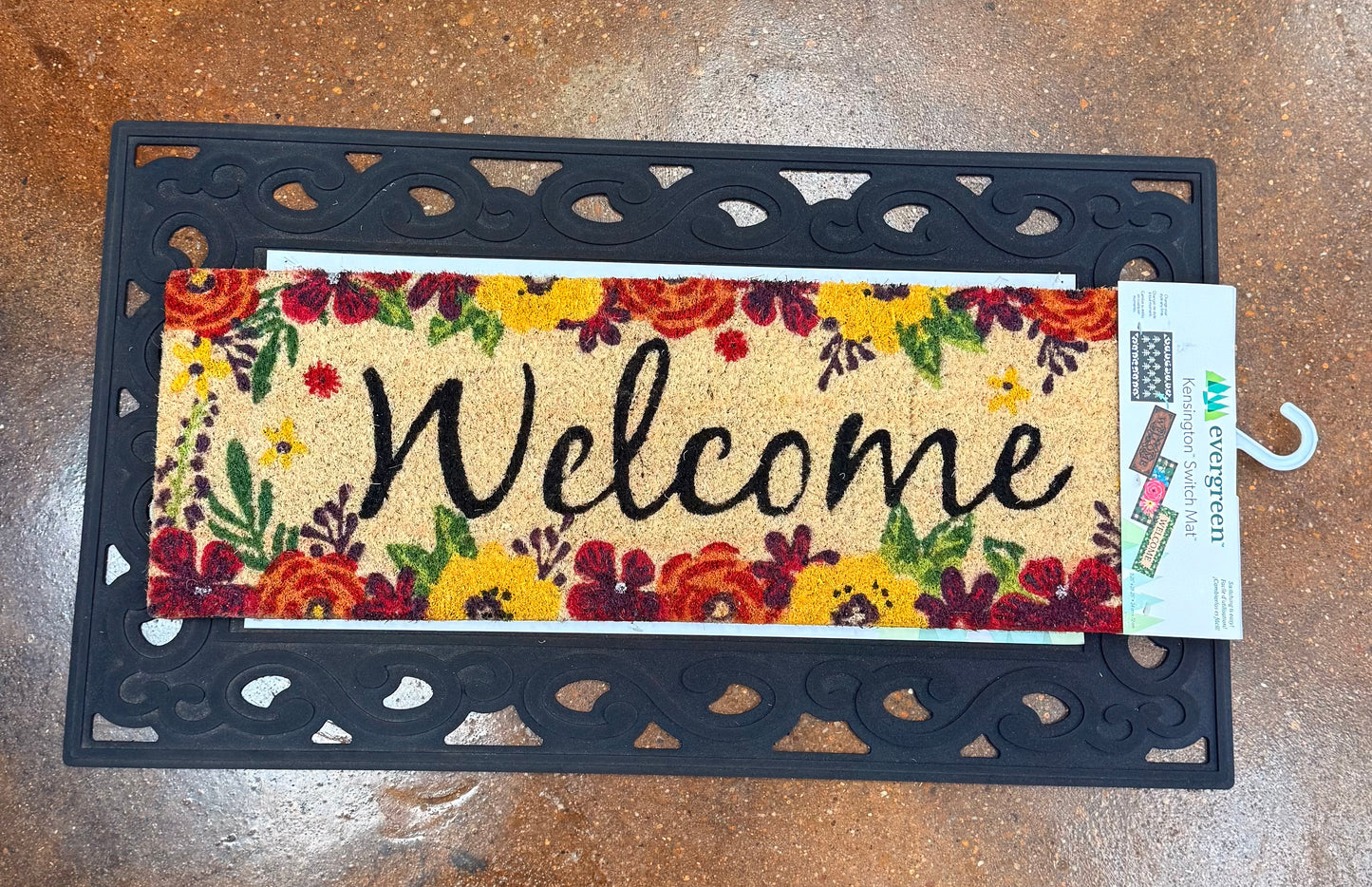 Floral Framed Welcome Switch Mat