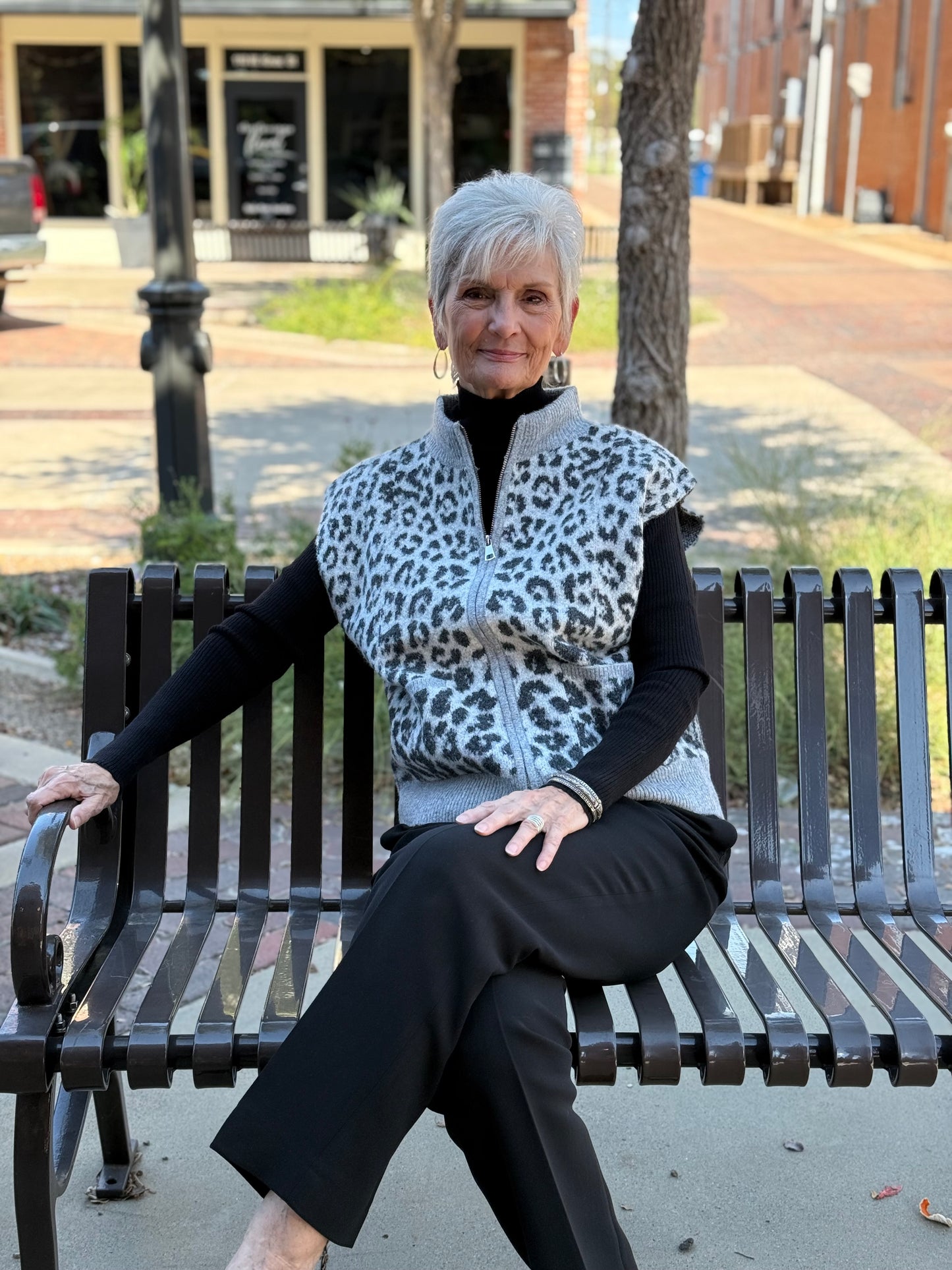 Light Grey Cheetah Sweater Vest