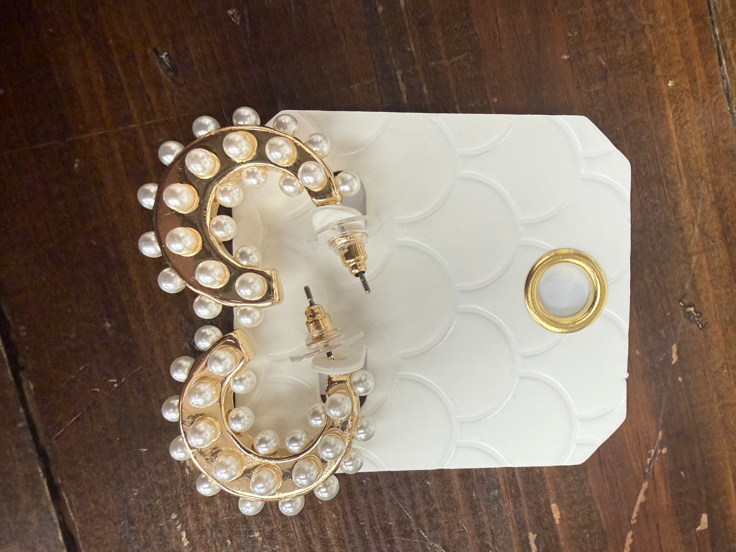 Gold Pearl Hoop Earrings