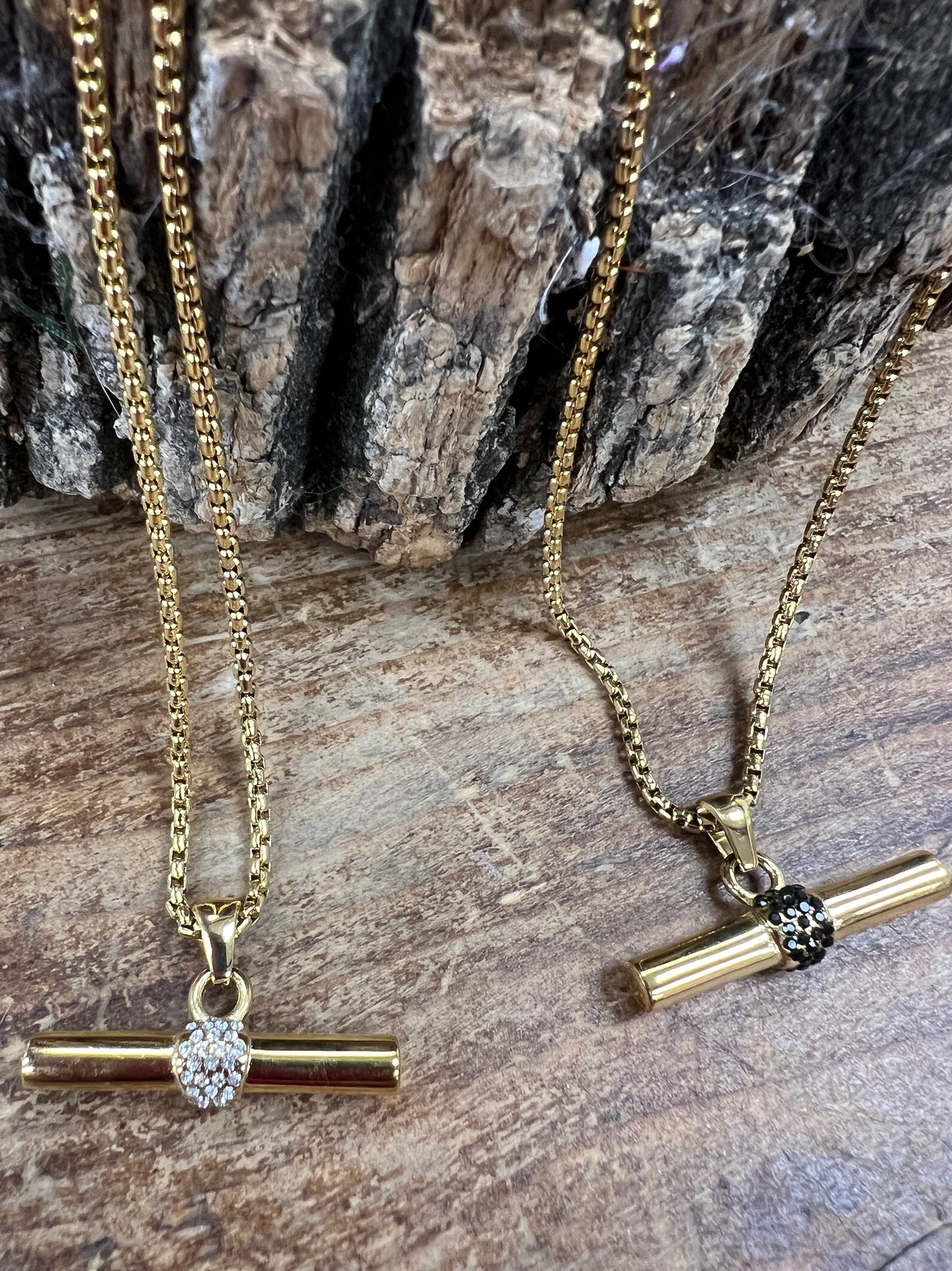 Chelsea Gold and Silver Bar Necklace Black