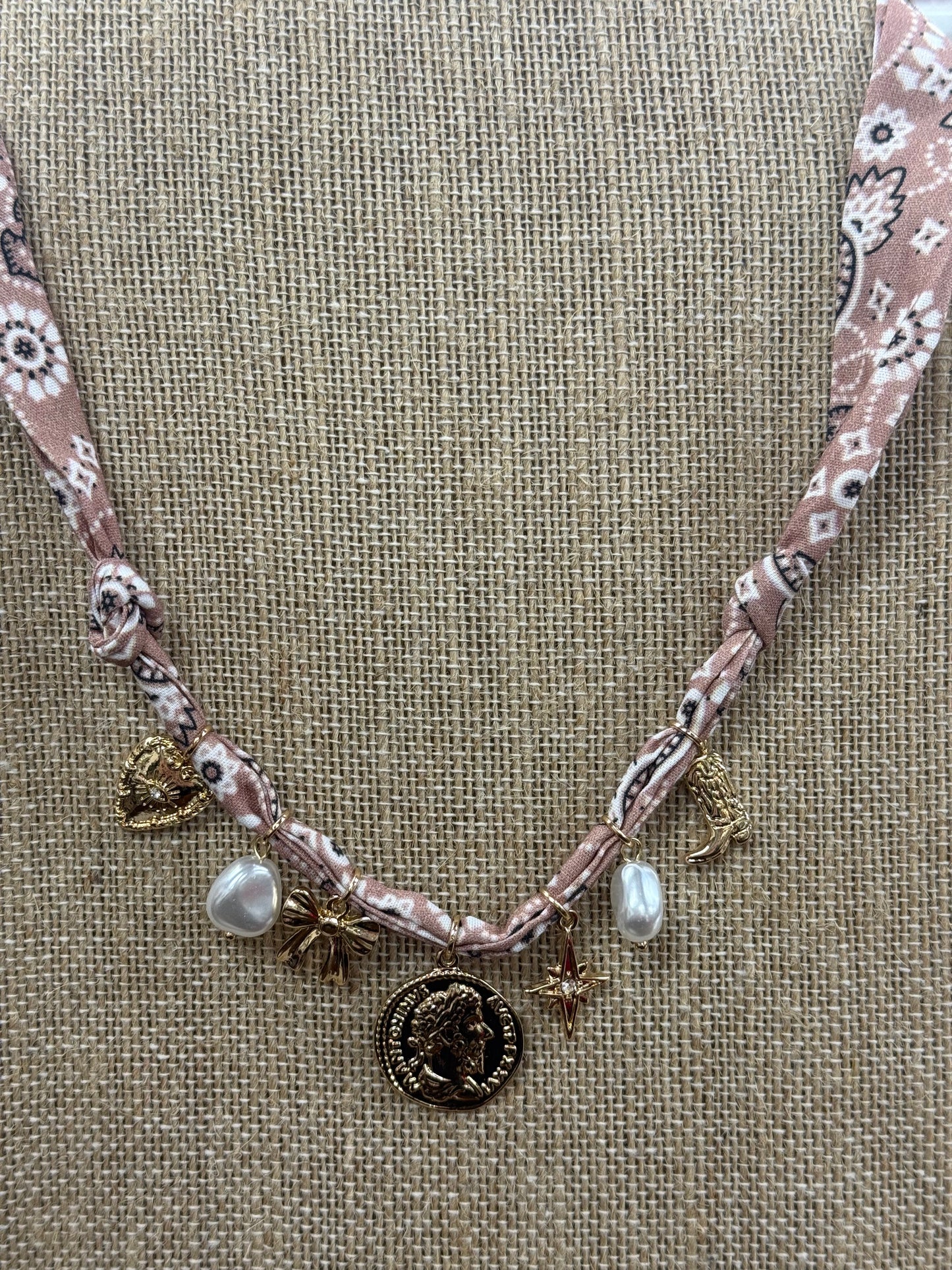 Light Brown Western Charm Scarf Necklace