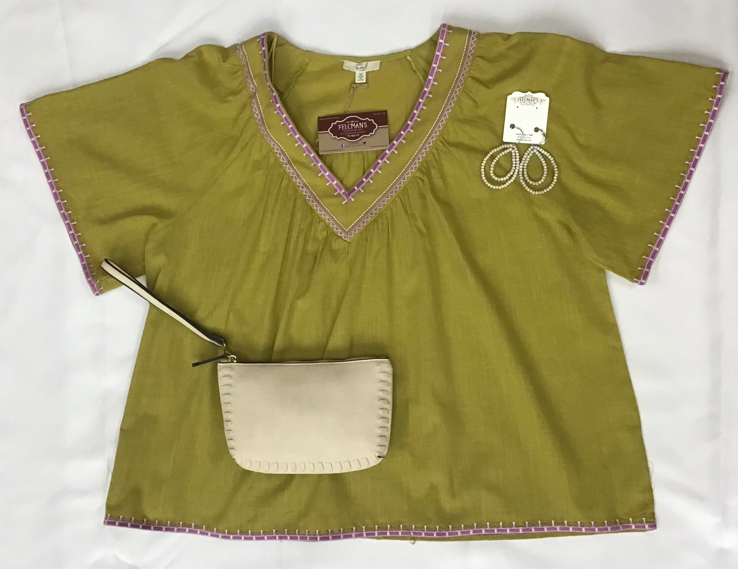 Short Sleeve Embroidered V-Neck