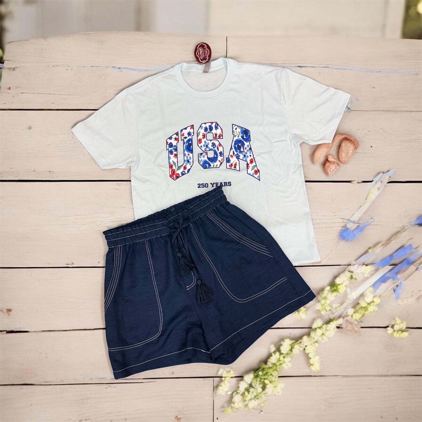 USA Light Blue Water Color T-Shirt